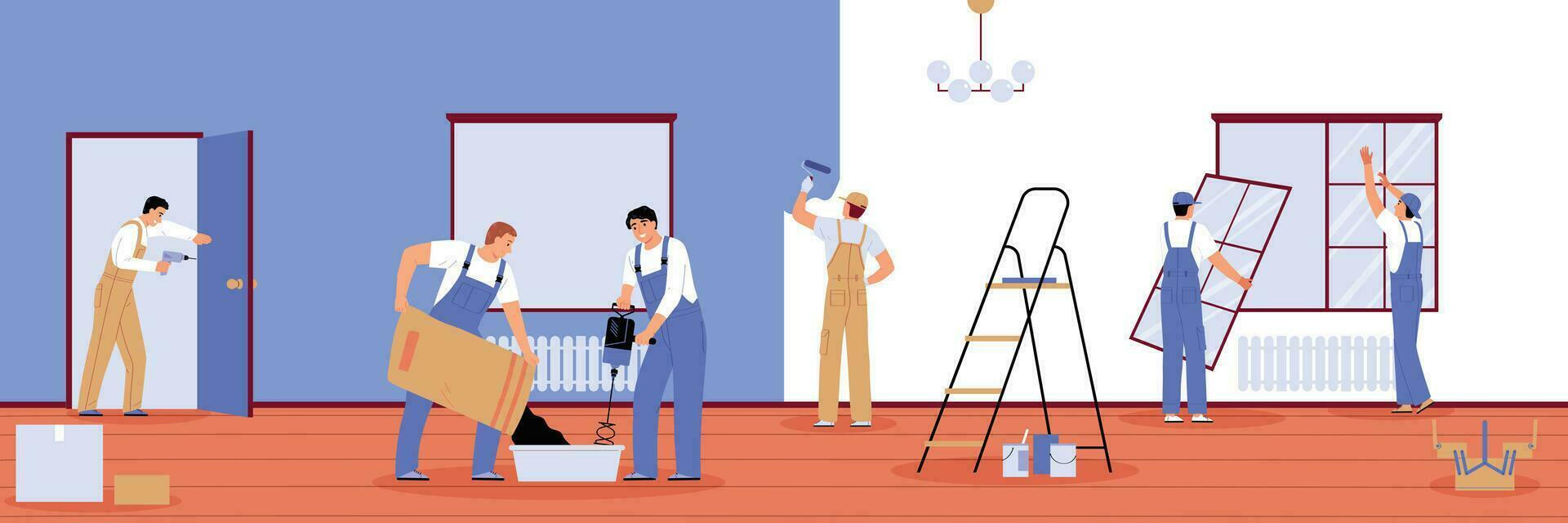 hogar renovación trabajos composición vector