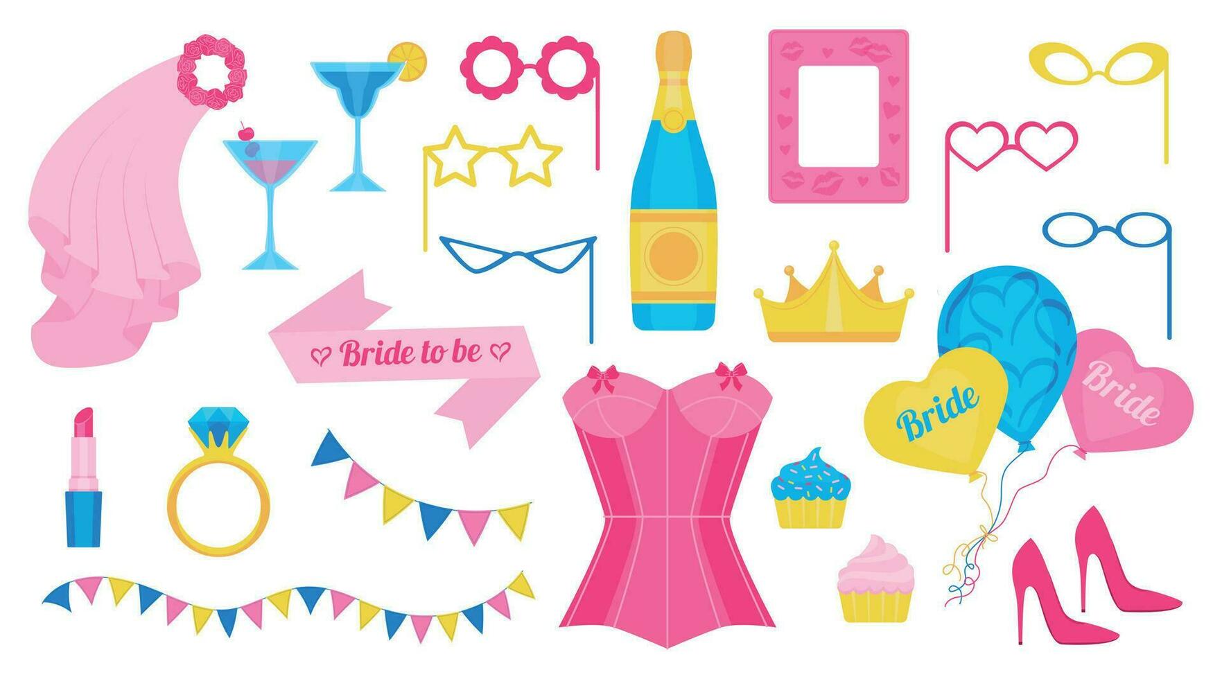 Bachelorette Party Icons Set vector