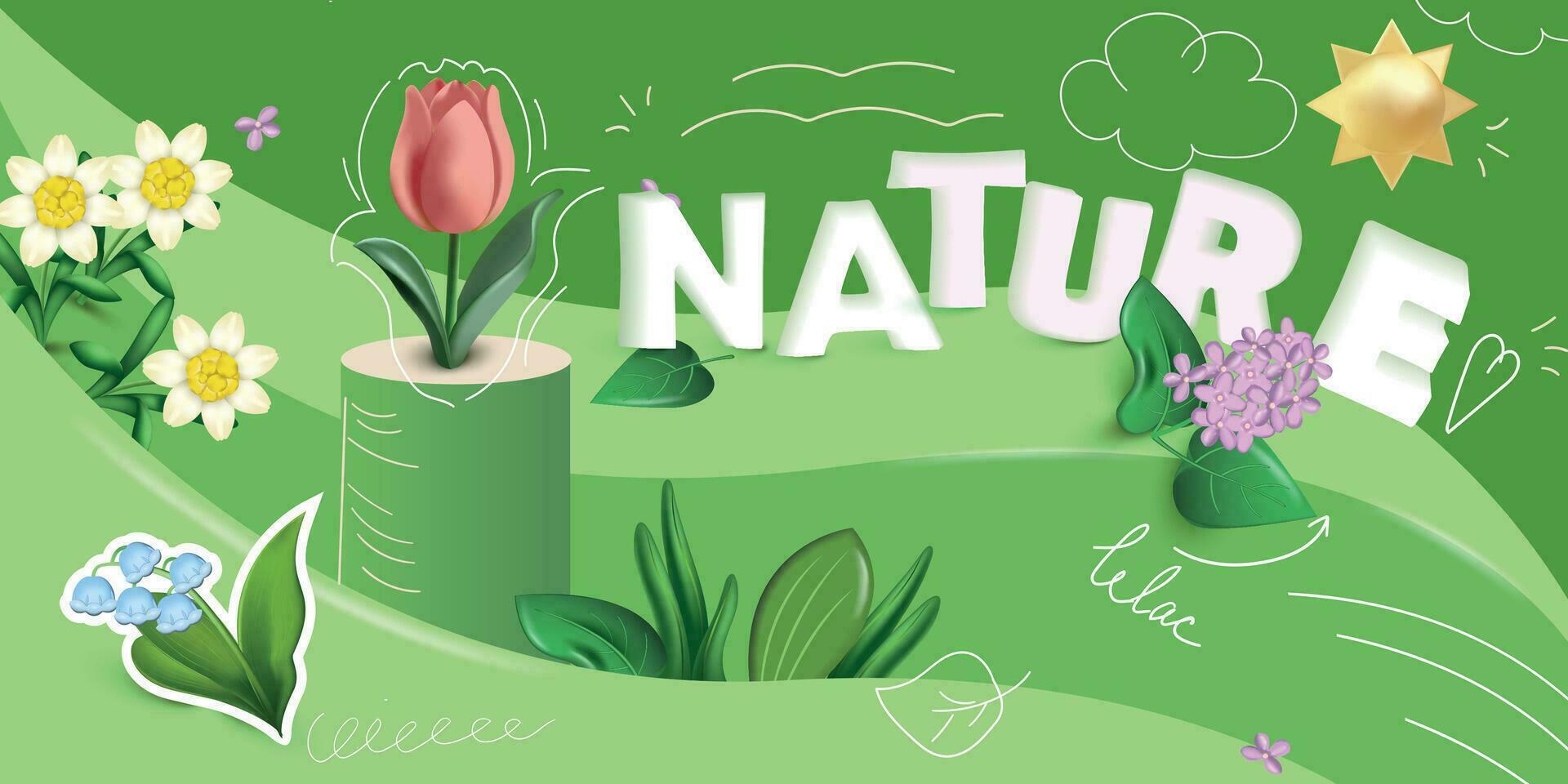 naturaleza lila collage composición vector