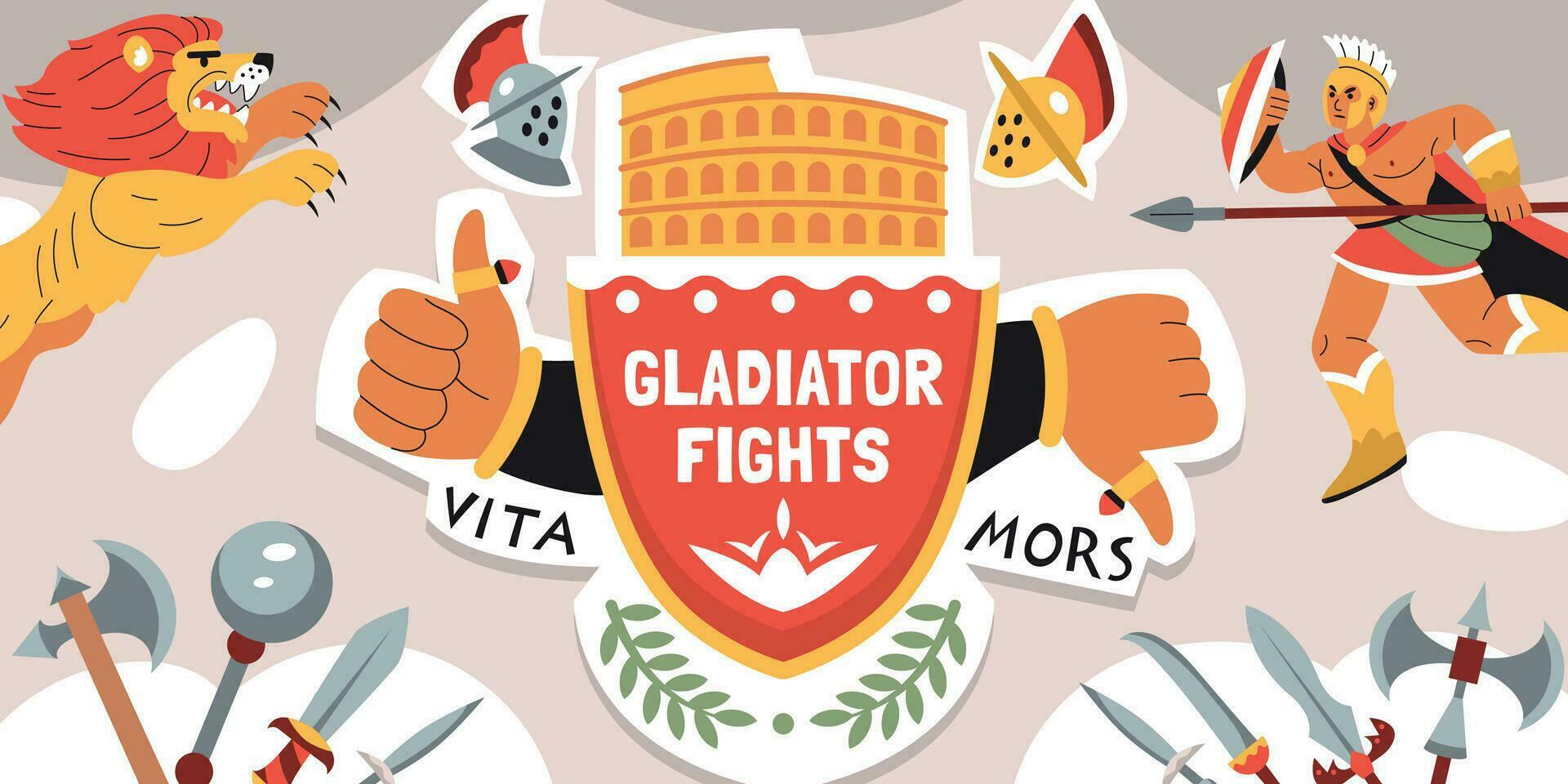 Gladiator Fights Collage Composition vector