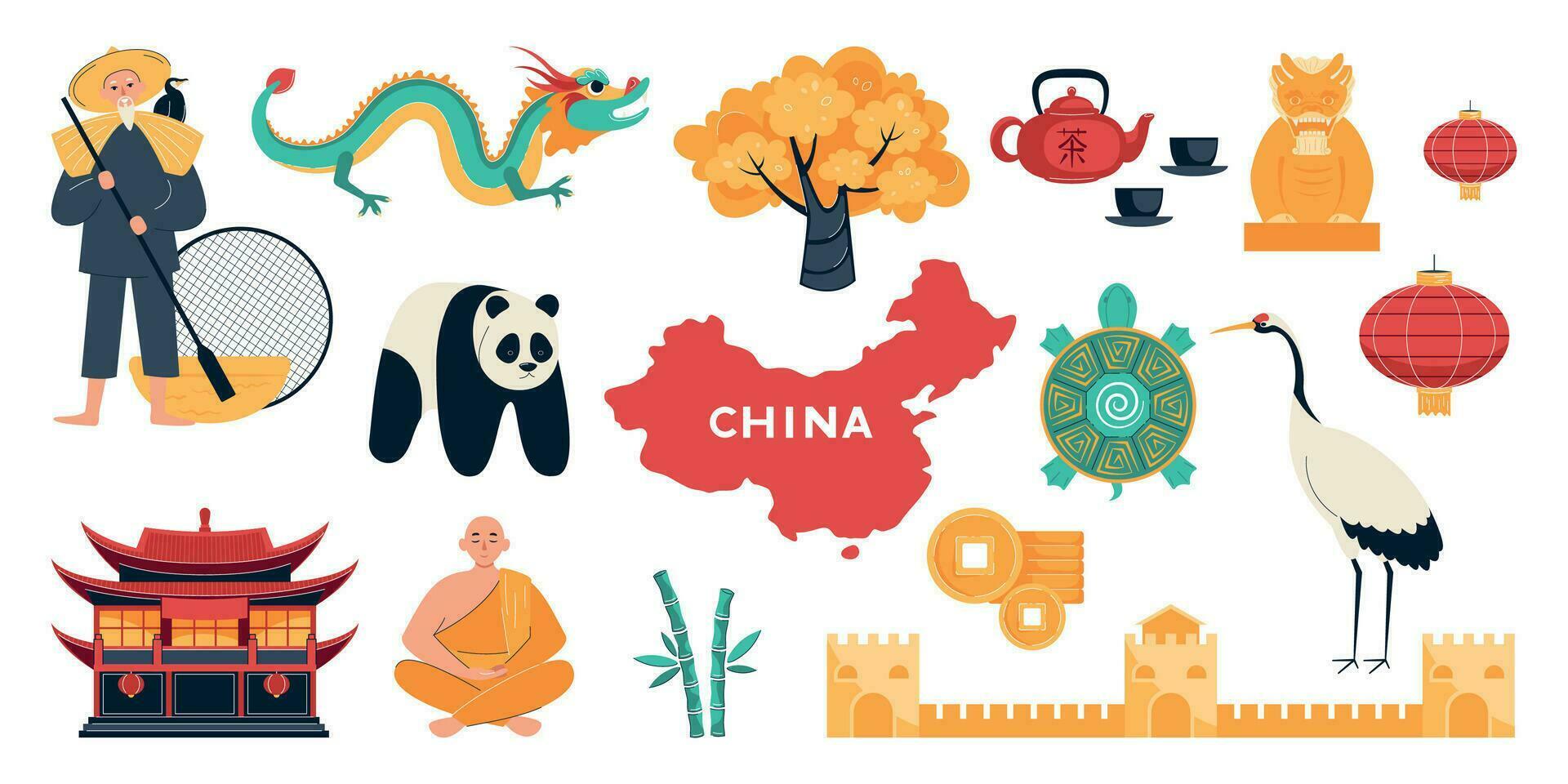 China Symbols Icons Collection vector