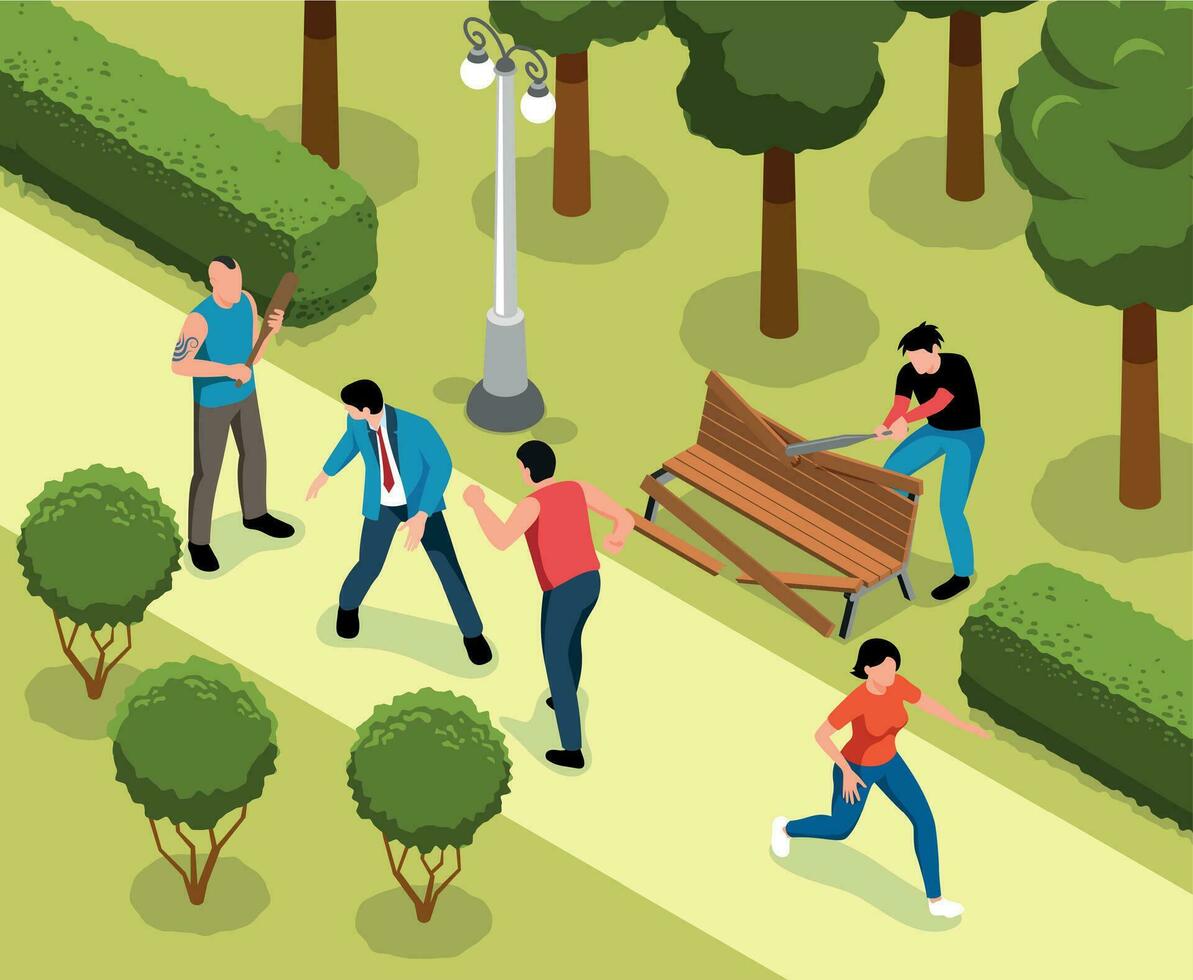 Vandals Isometric Illustration vector