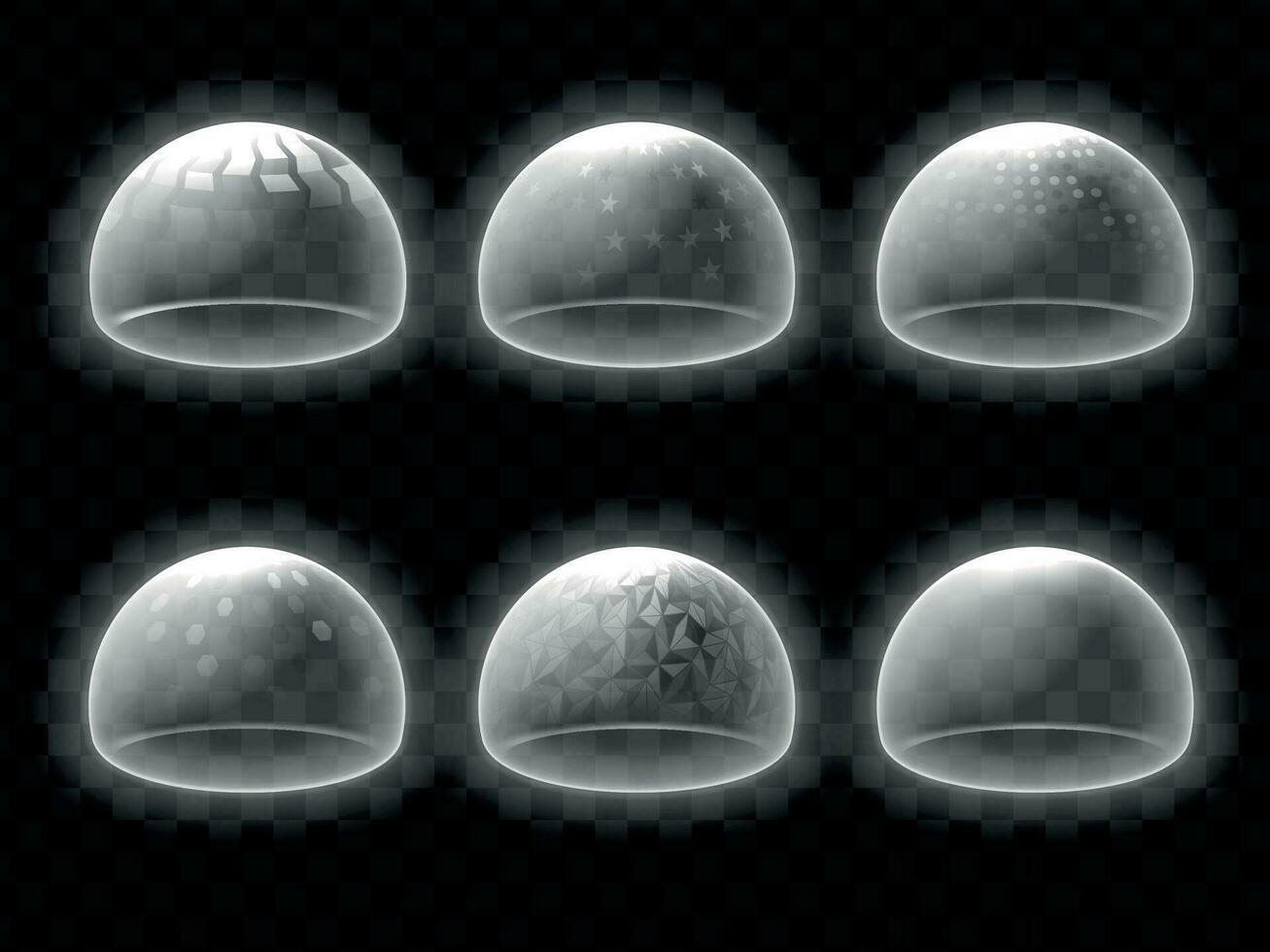 Bubble Shields Realistic Monochrome Set vector