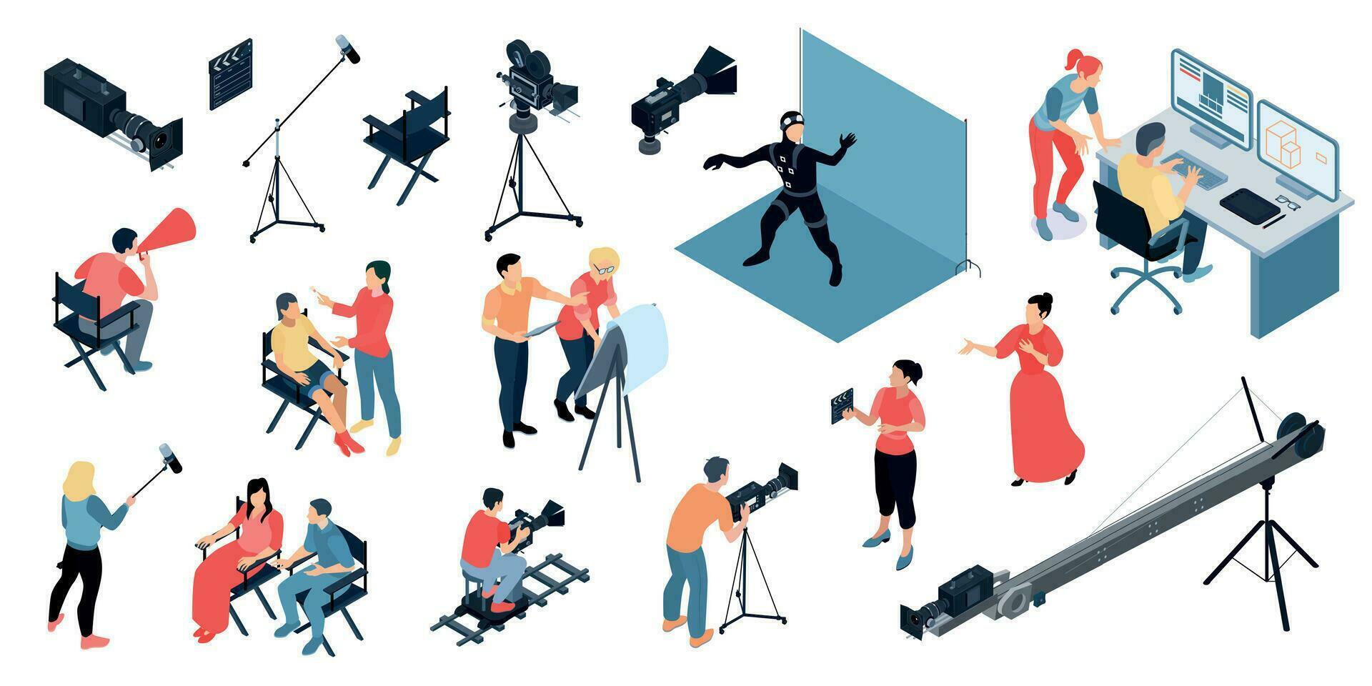 Isometric Cinema Production Set vector