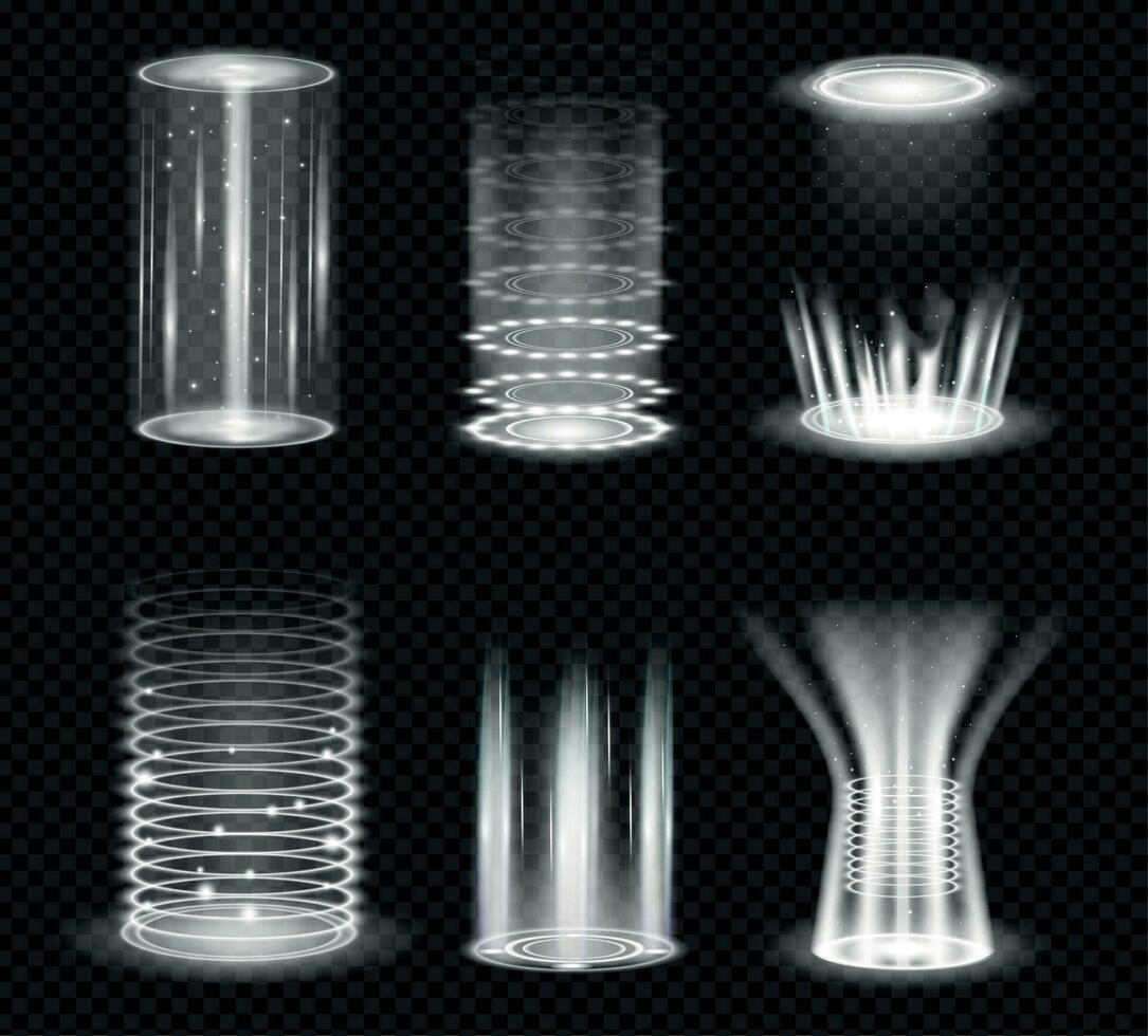 Teleportation Portals Monochrome Set vector