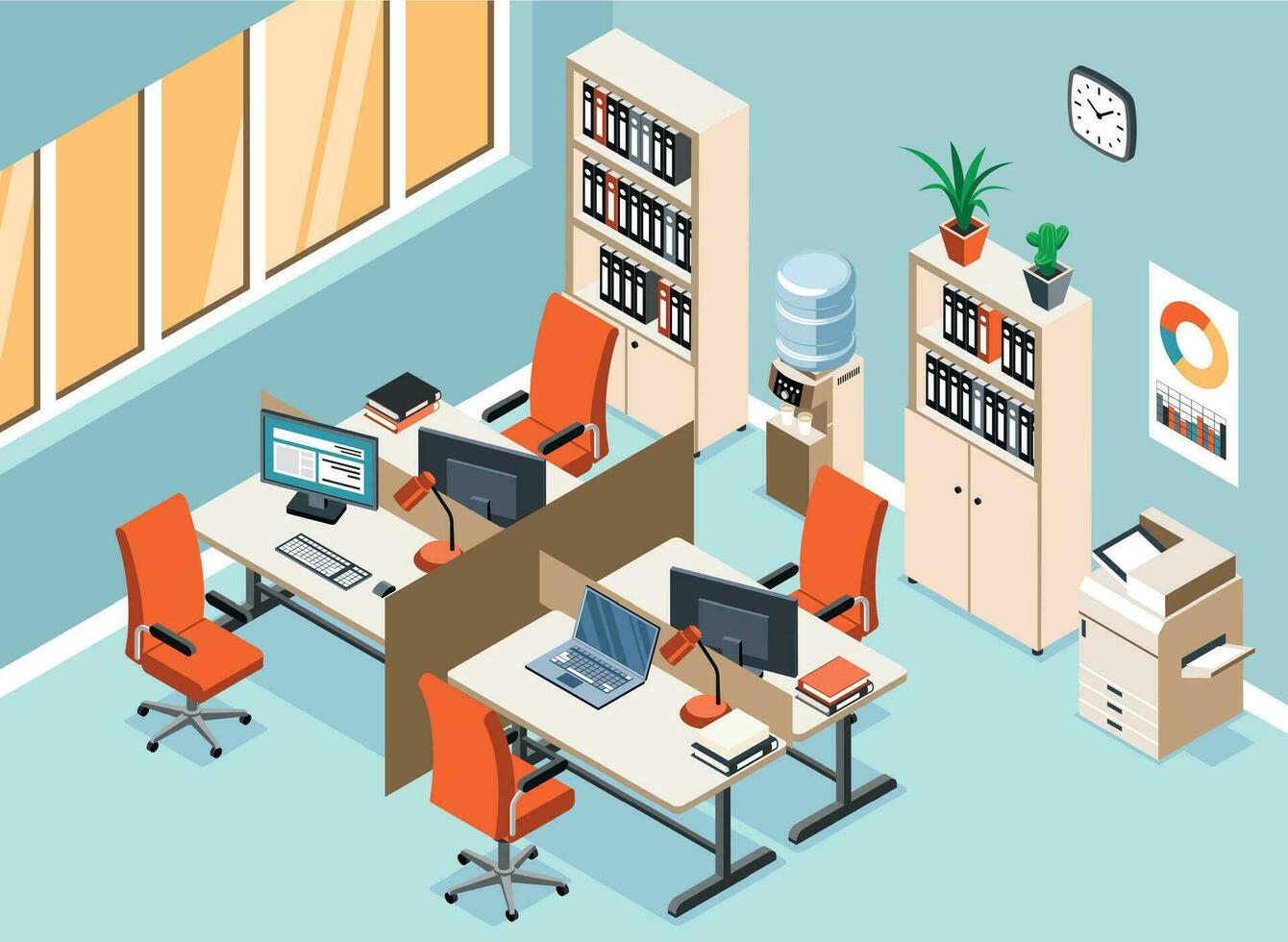 Office Isometric Vector Illustration