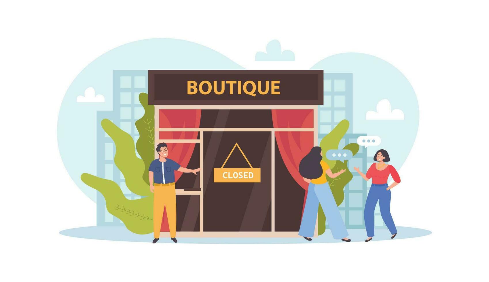 boutique cerrado plano composición vector