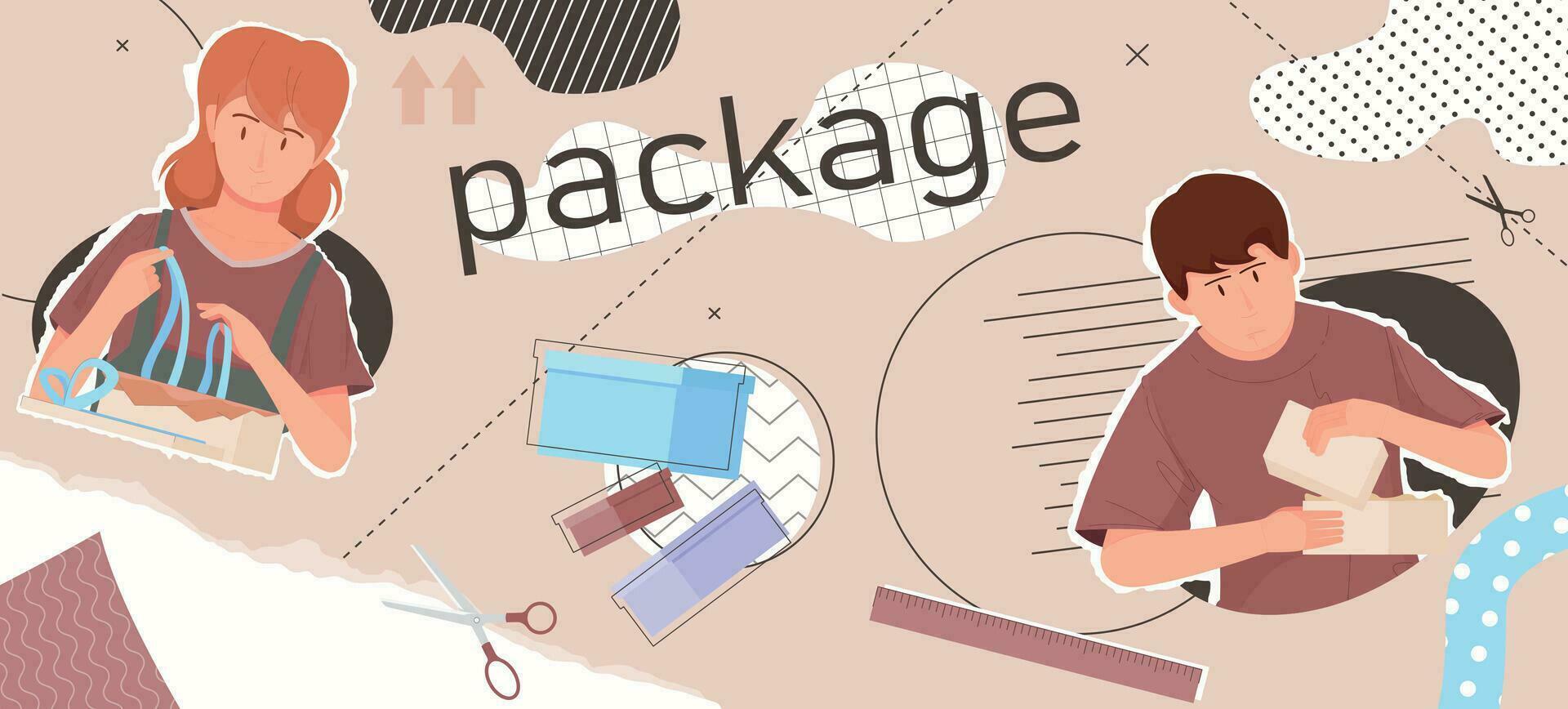 Product Package Collage Composition vector