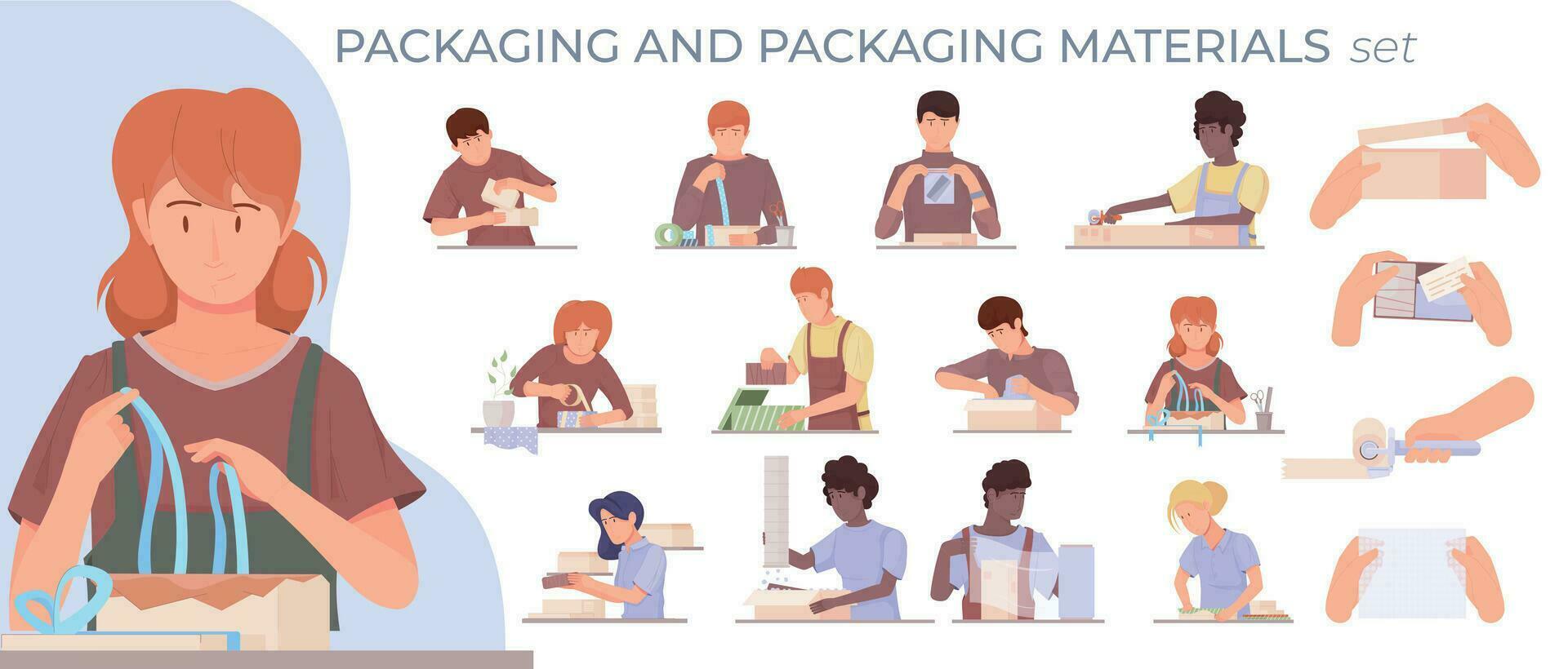 Packaging Materials Compositions Set vector