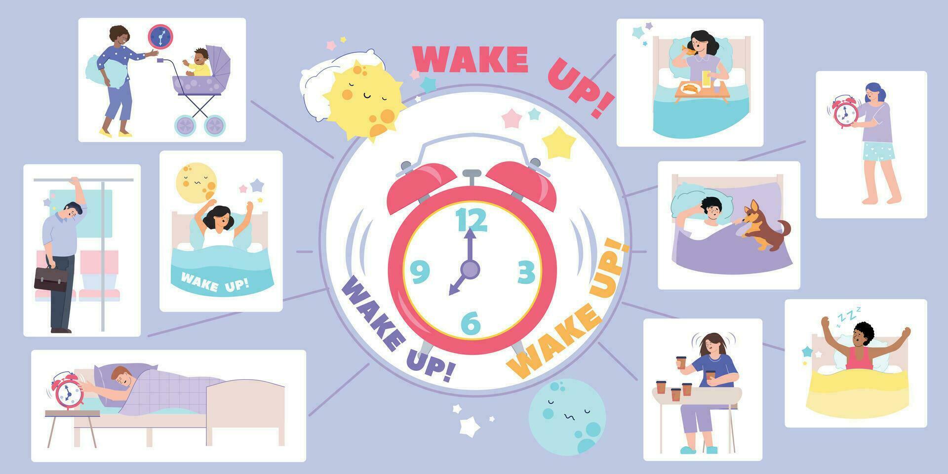 Wake Up Alarm Infographics vector