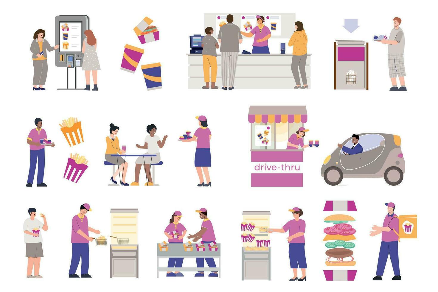 Fast Food Restaurant Icons vector