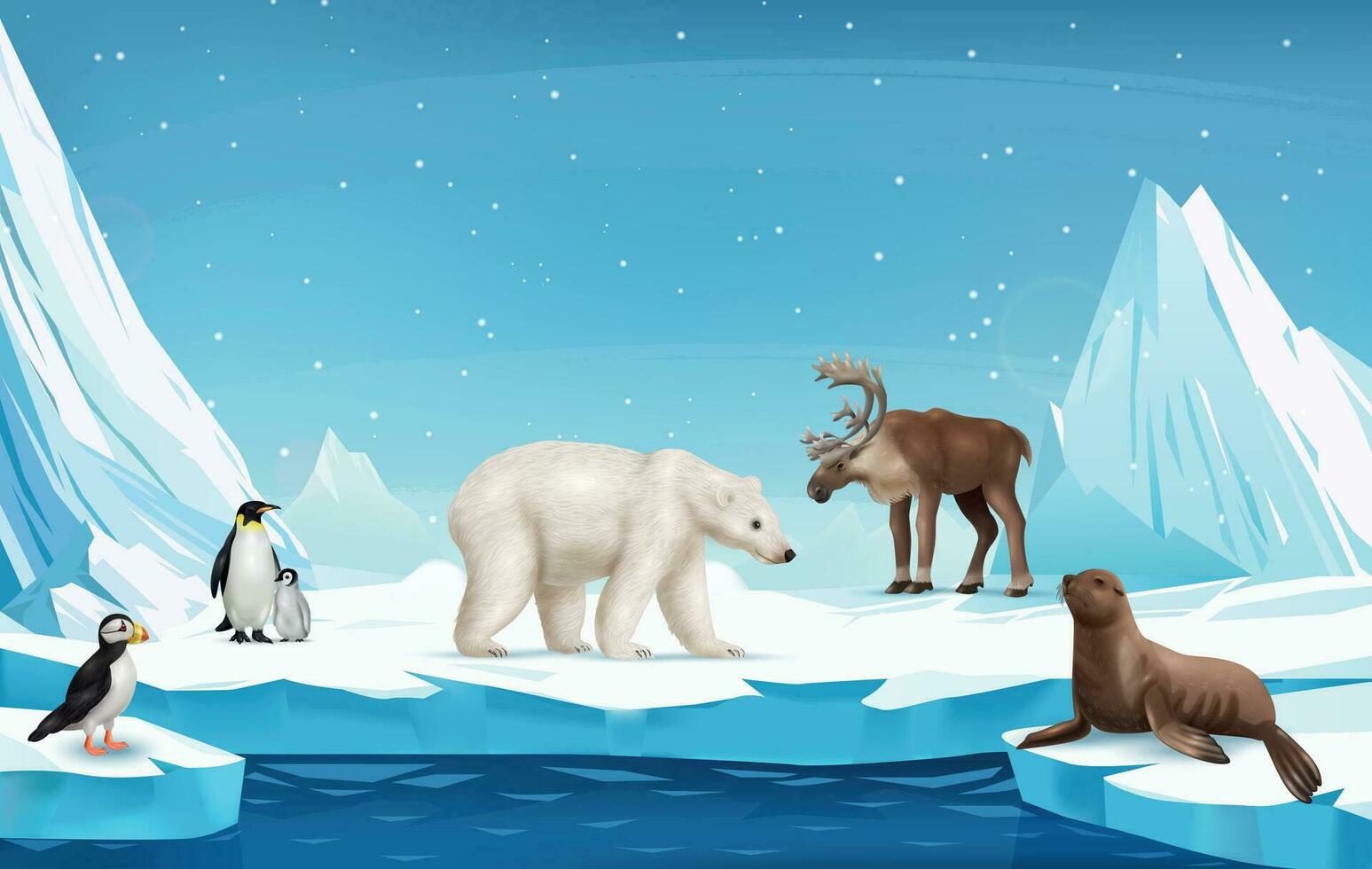 Realistic Arctic Animals vector