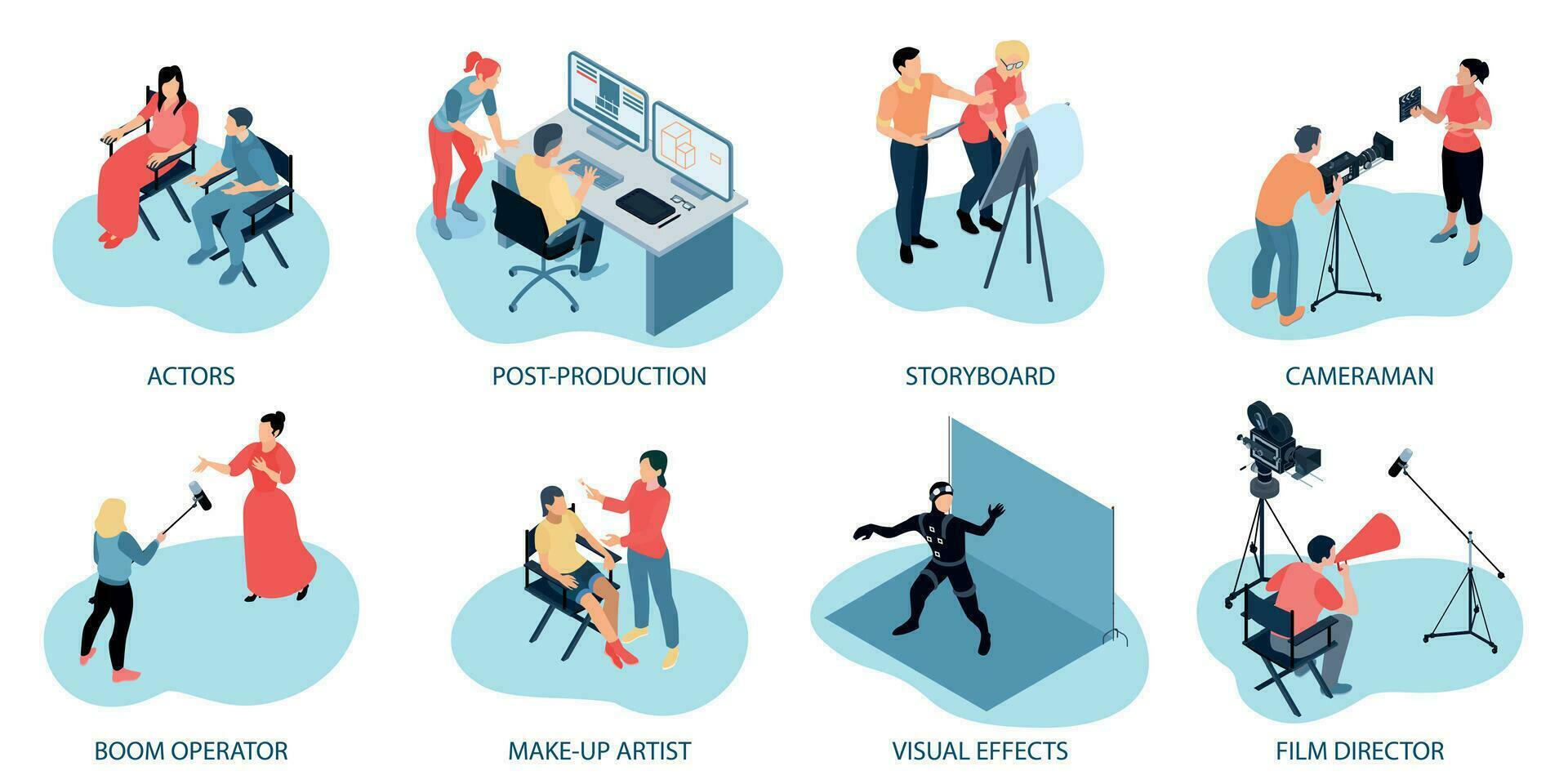 Isometric Cinema Production Compositions vector