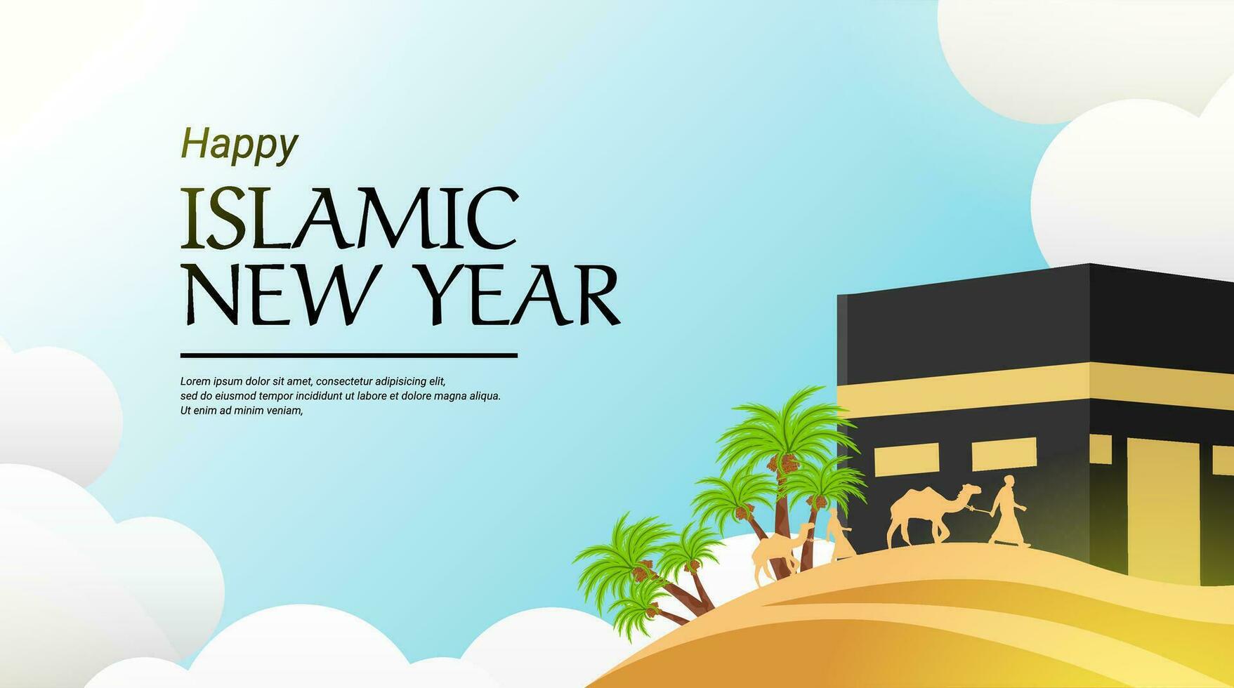 Happy Islamic new year banner gretting card template vector design