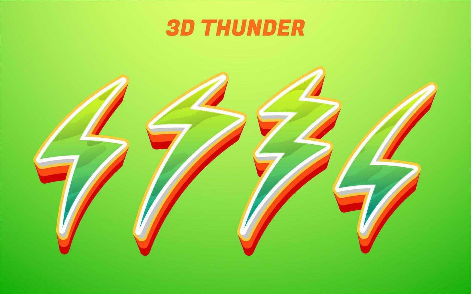 3d thunder bolt fun green vector icon design