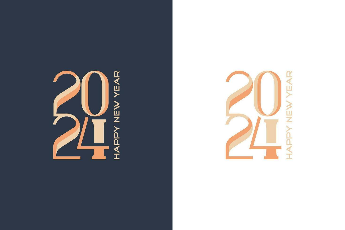 happy new year 2024, with unique and elegant numbers and retro colors vector