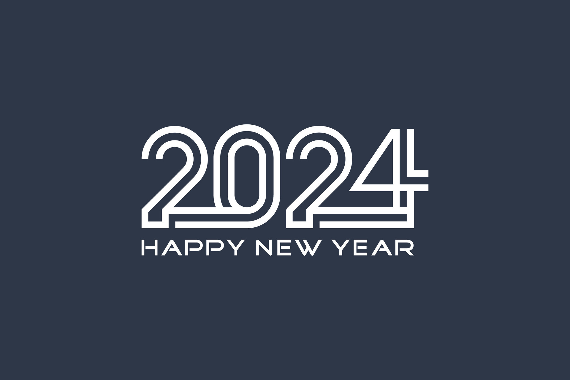 2024 happy new year design, with numbers connected. Premium vector