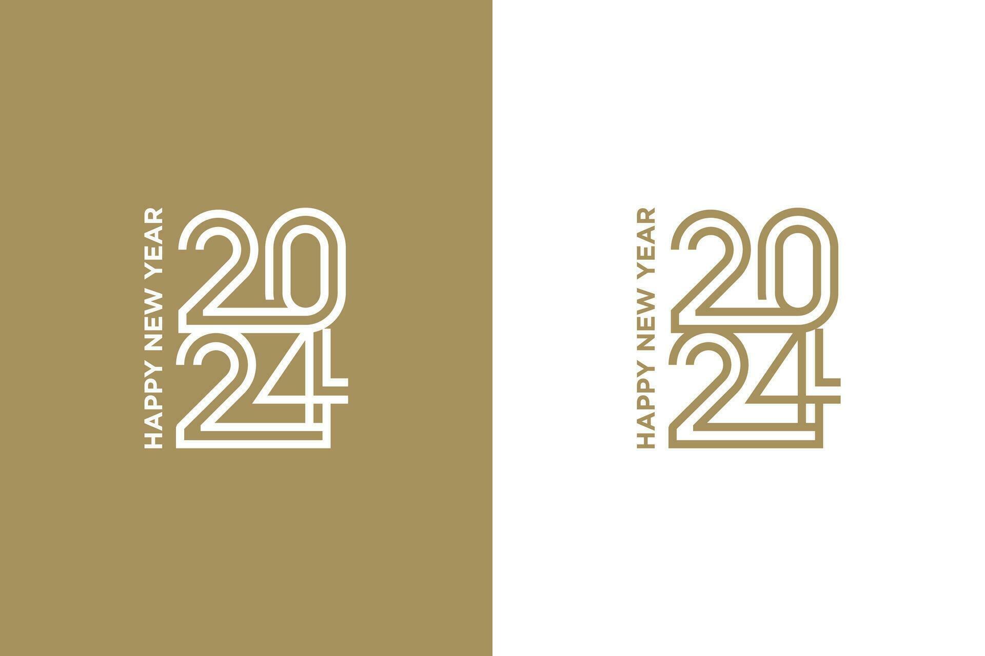 happy new year 2024 design, with connected thin numbers. Premium vector