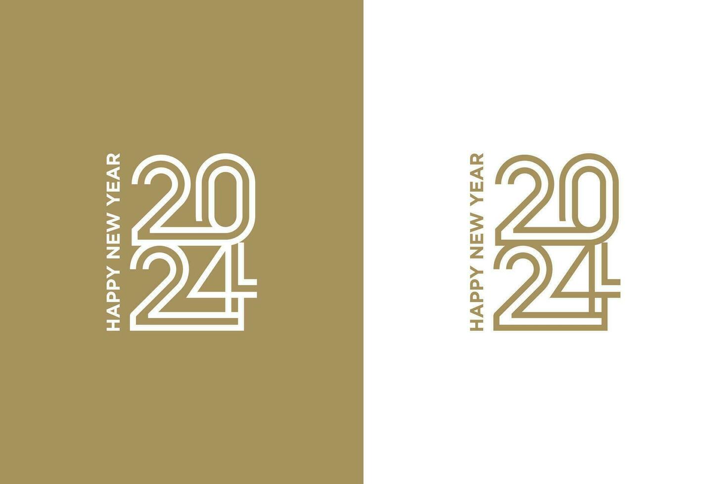 contento nuevo año 2024 diseño, con conectado Delgado números. prima vector diseño para 2024 nuevo año póster, bandera, saludo y celebracion.