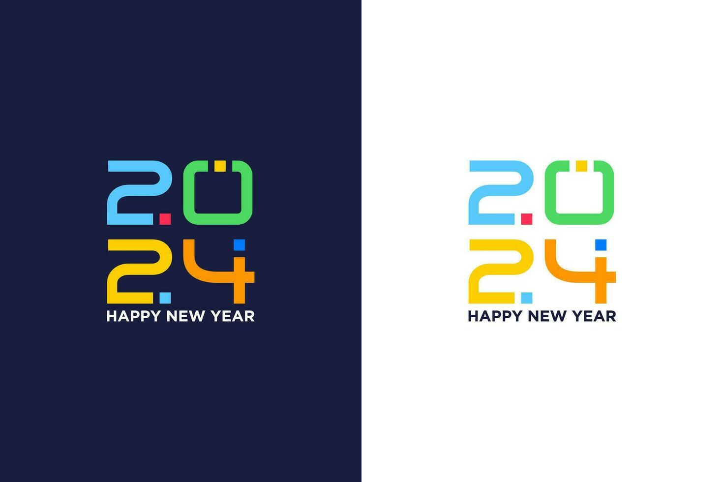 happy new year 2024, with numbers intersecting and colorful vector