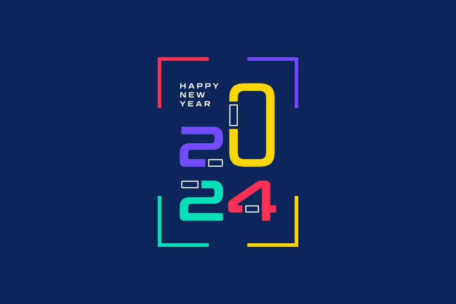 2024 new year logo design, with truncated and colorful numbers vector