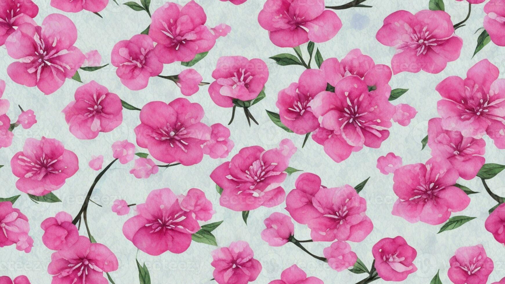 watercolor beautiful pink cherry flower, tile seamless repeating pattern AI generated photo