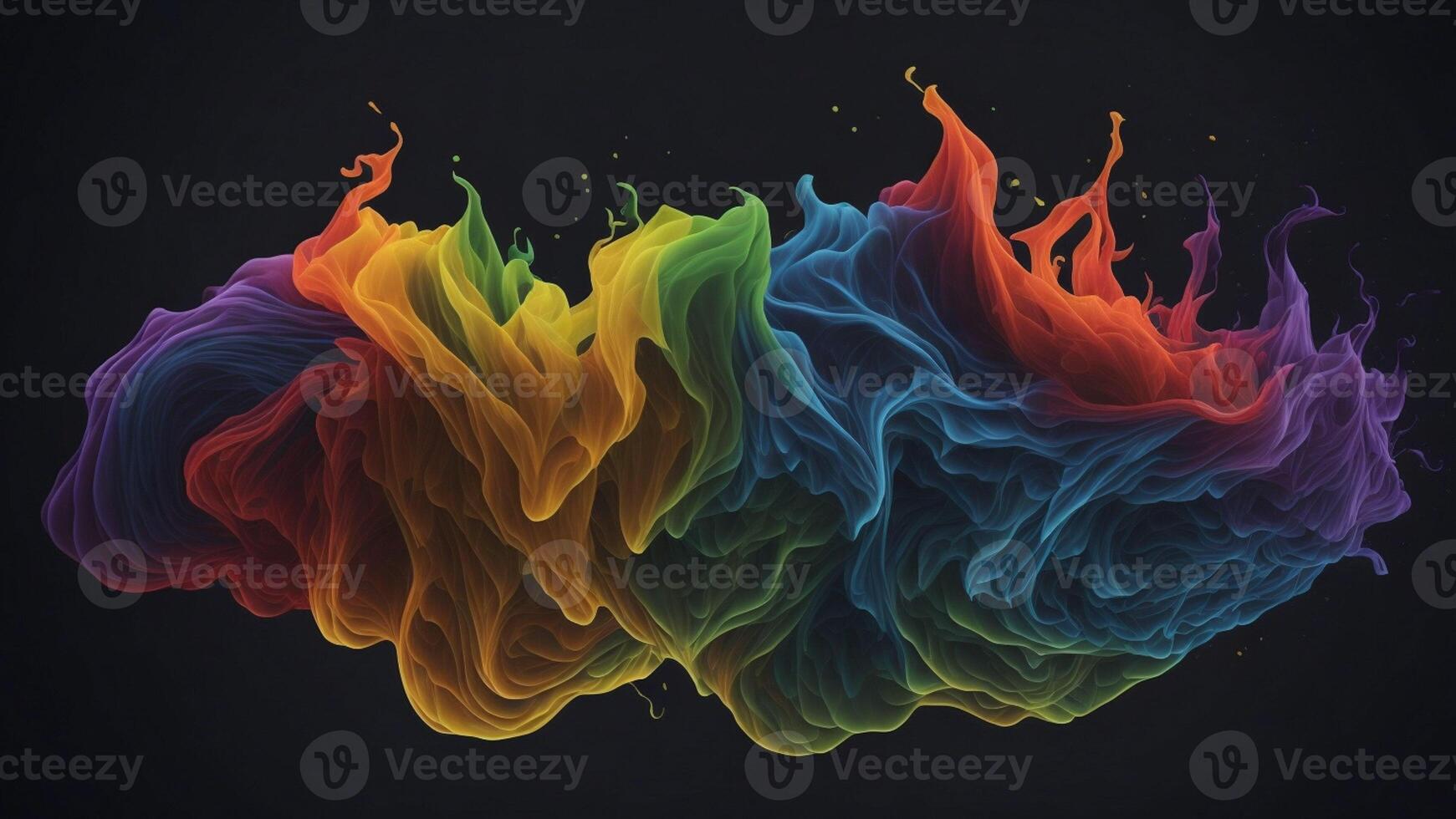 Abstract colorful smoke with dark background photo