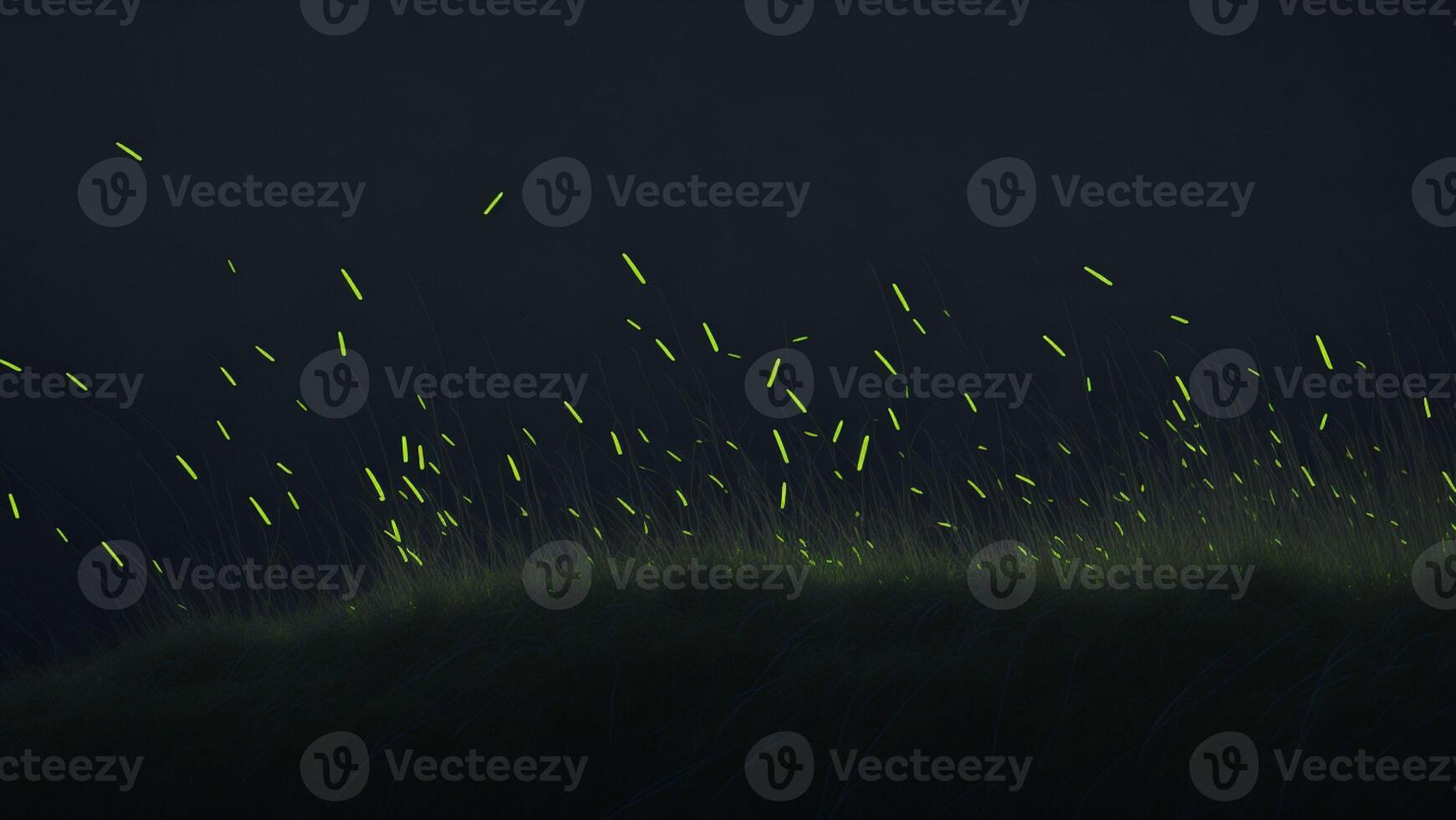 Fireflies and grass at night photo