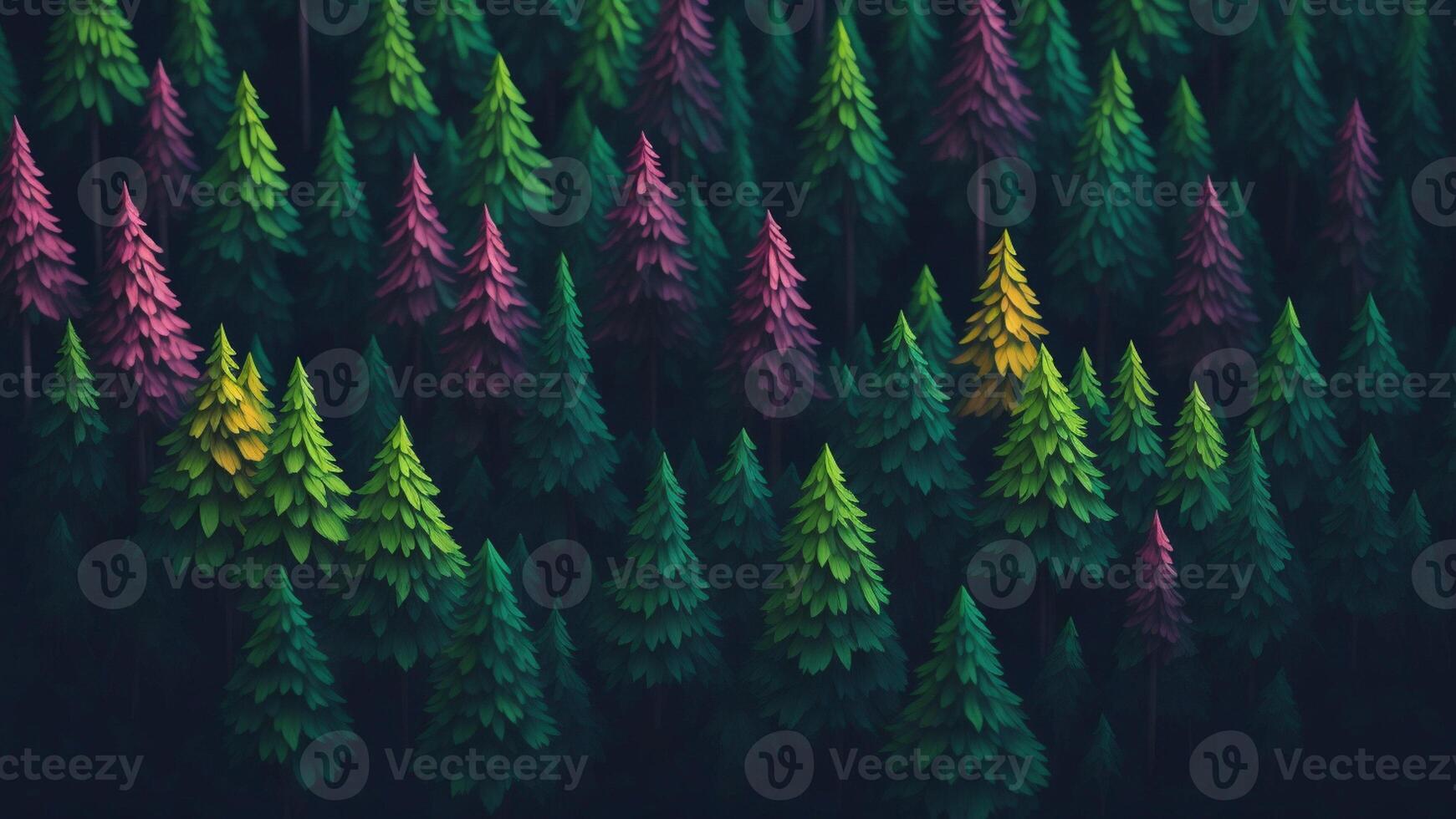 Cartoon style green gradient forest photo
