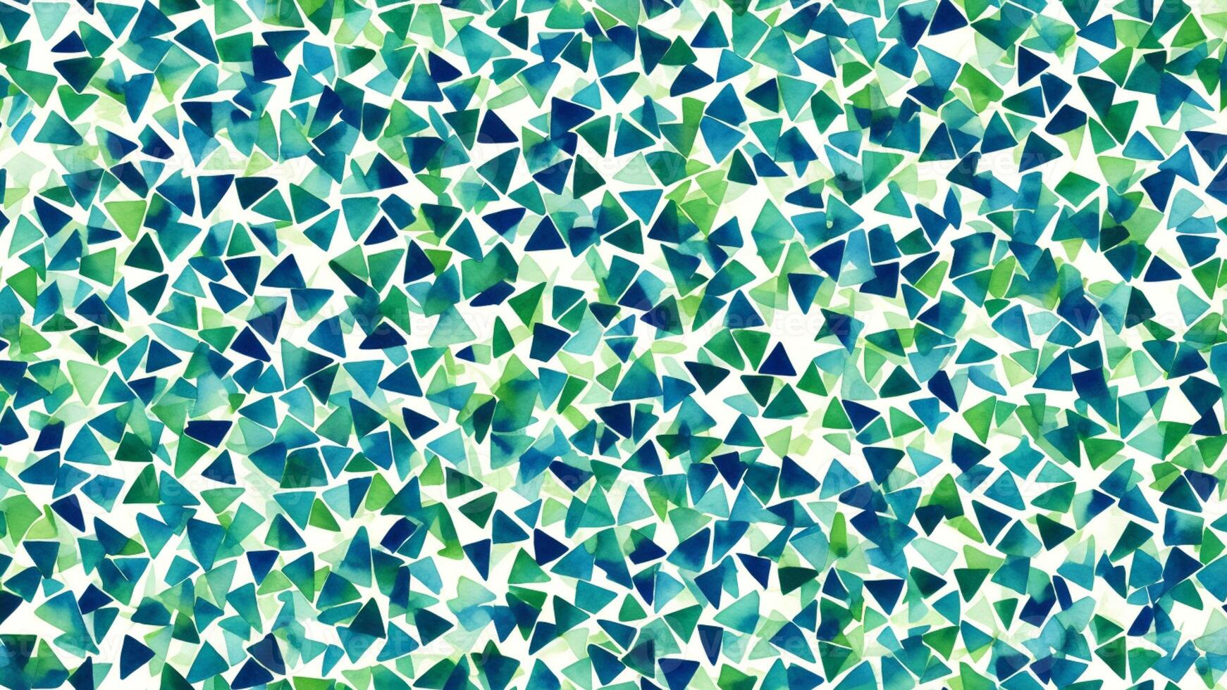 Watercolor blue-green gradient color triangle confetti interlaced art background photo