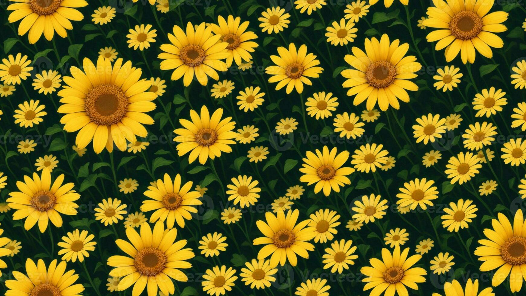 Classical style painting yellow Paris Daisy flower, tile seamless repeating pattern AI generated photo