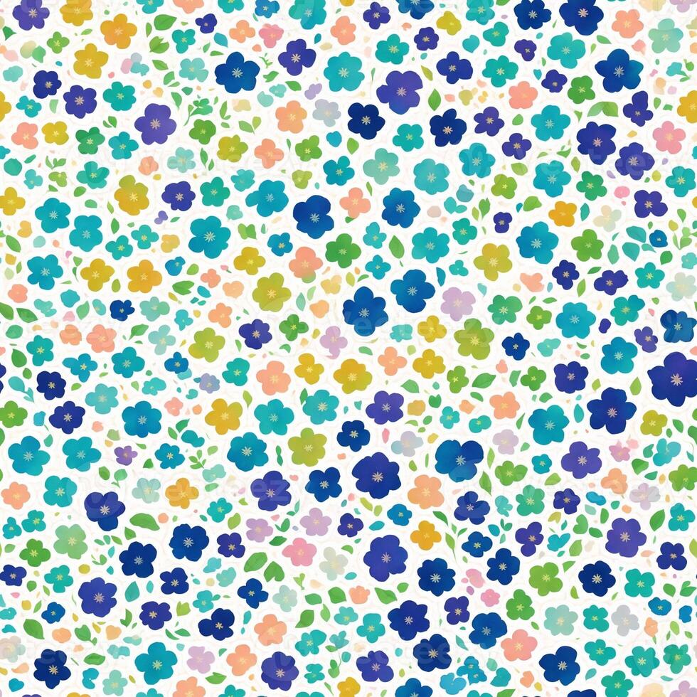 small rainbow flowers tile seamless repeating pattern photo