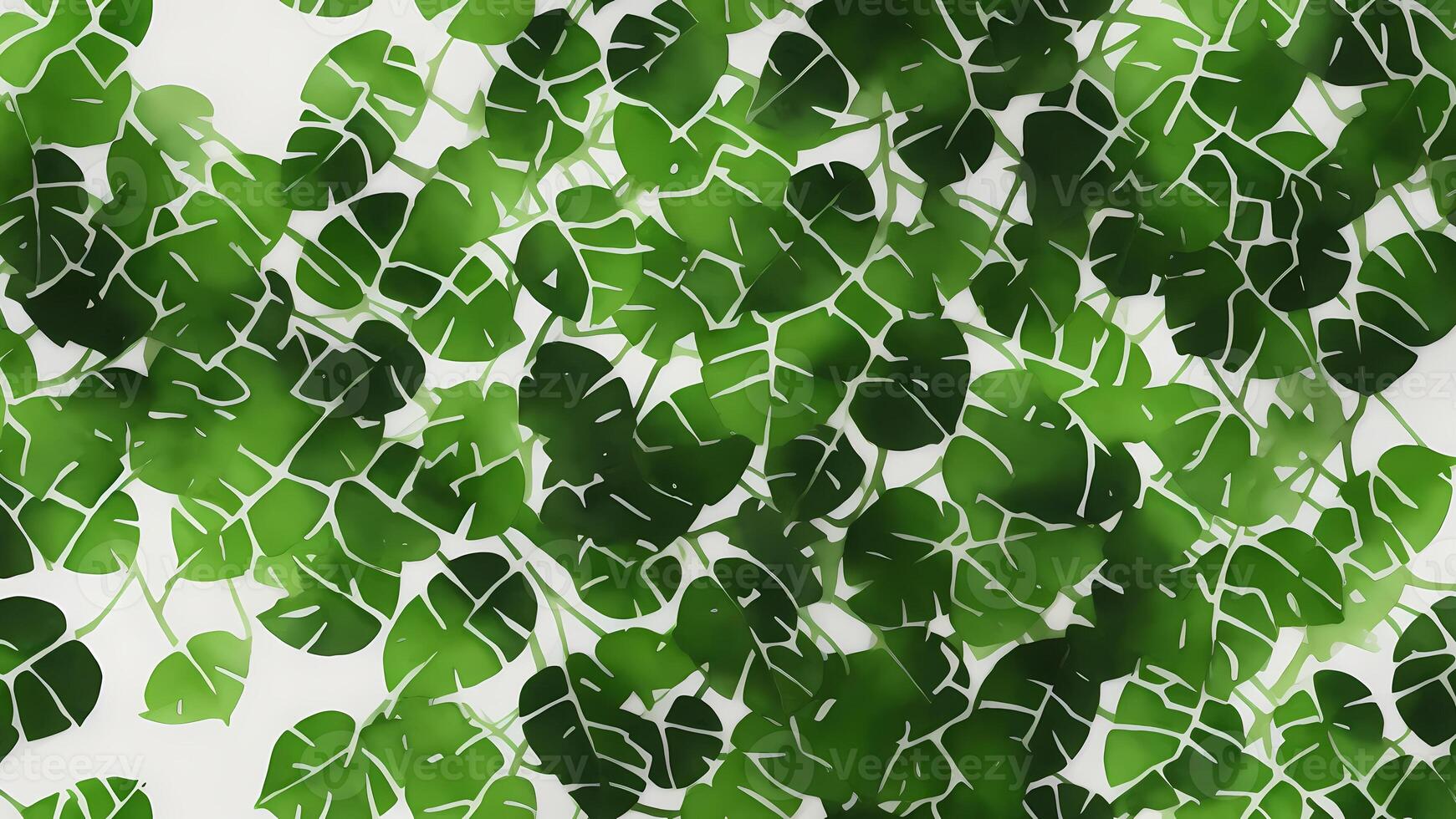 watercolor rainforest leaves black background, tile seamless repeating pattern photo