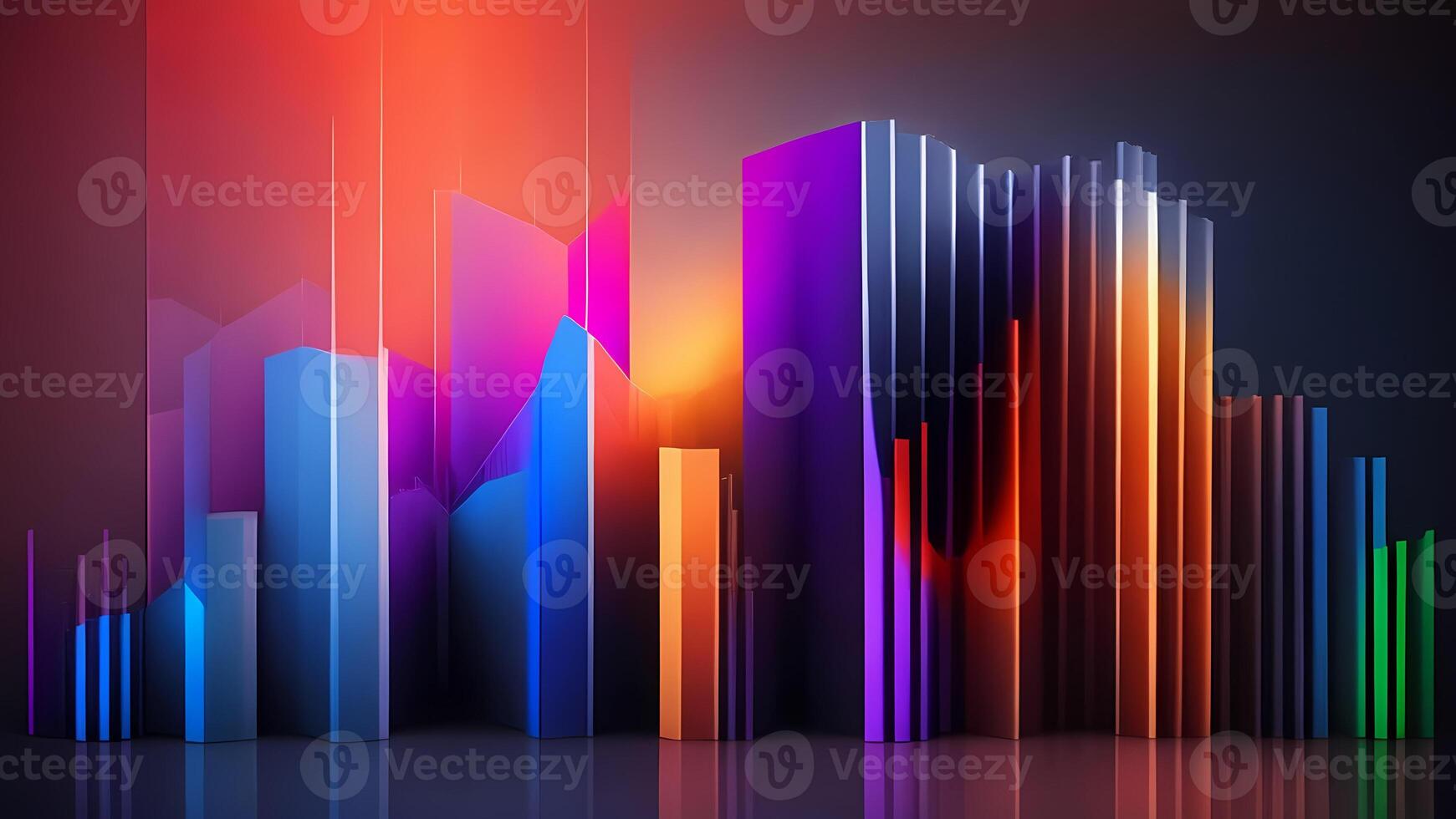 Business High Brightness Long Bar Graph Curve Graph Data Black Background Futuristic photo
