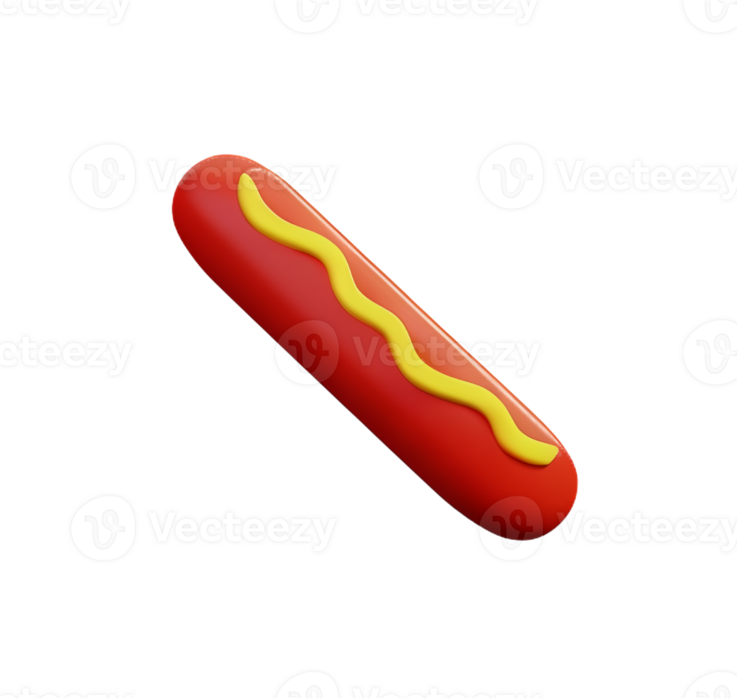 hot dog bun ketchup fast food high calorie delicious bread tomato sauce 3D icon 25805808 PNG
