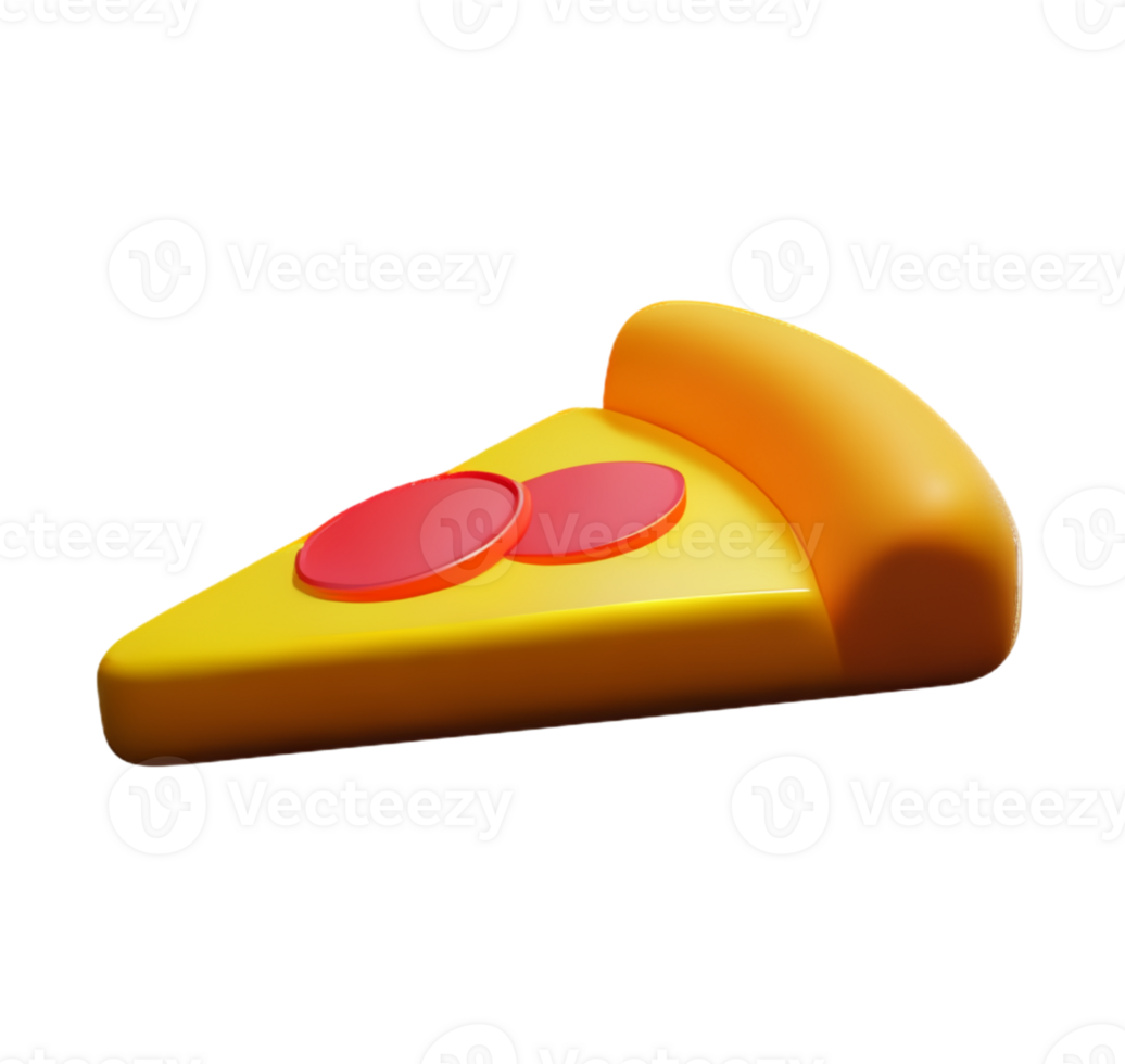 cheese pizza ham sausage sliced tomato sauce grilled high calorie fast food 3D icon png
