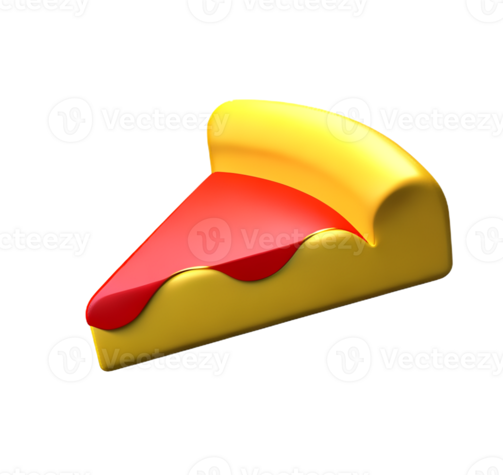 cheese pizza ham sausage sliced tomato sauce grilled high calorie fast food 3D icon png