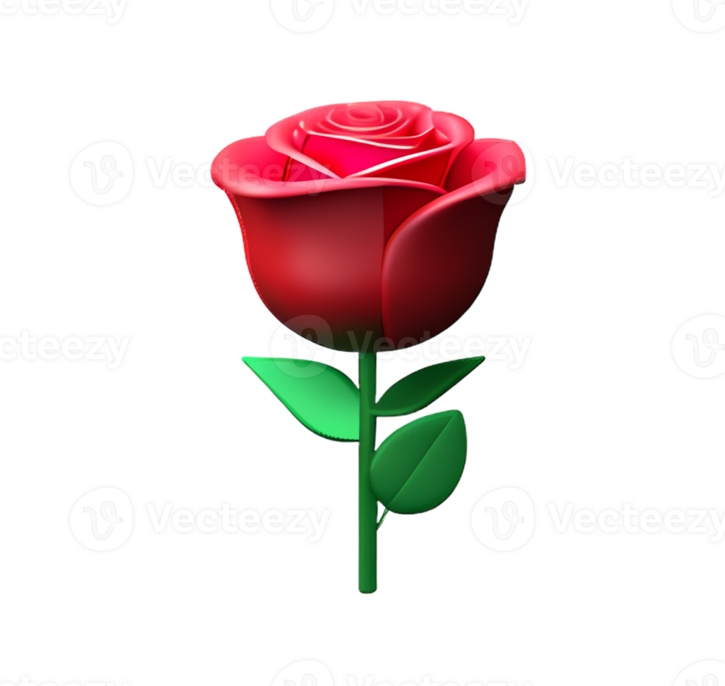 vermelho rosa flor plástico 3d ramalhete simbolismo amor romântico jardim pétala elegante ícone ai gerado png