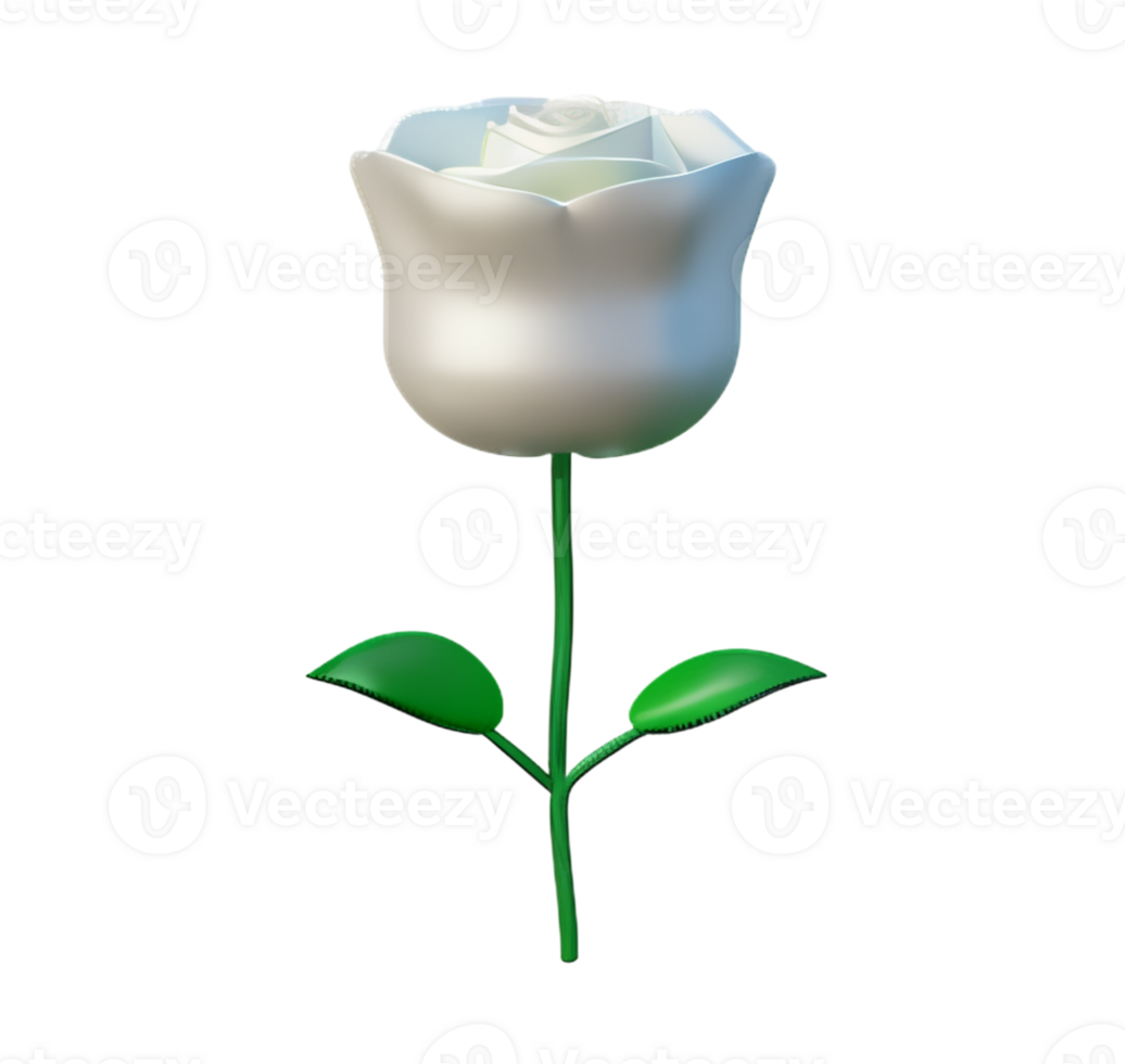 white rose flower plastic 3d bouquet pure love romantic Innocence wish elegant icon ai generated png