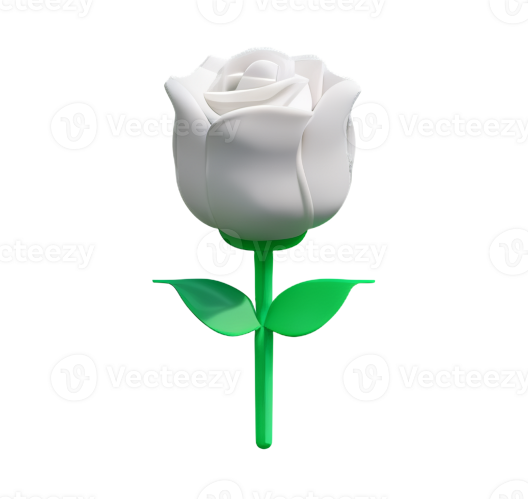 blanc Rose fleur Plastique 3d bouquet pur l'amour romantique innocence souhait élégant icône ai généré png