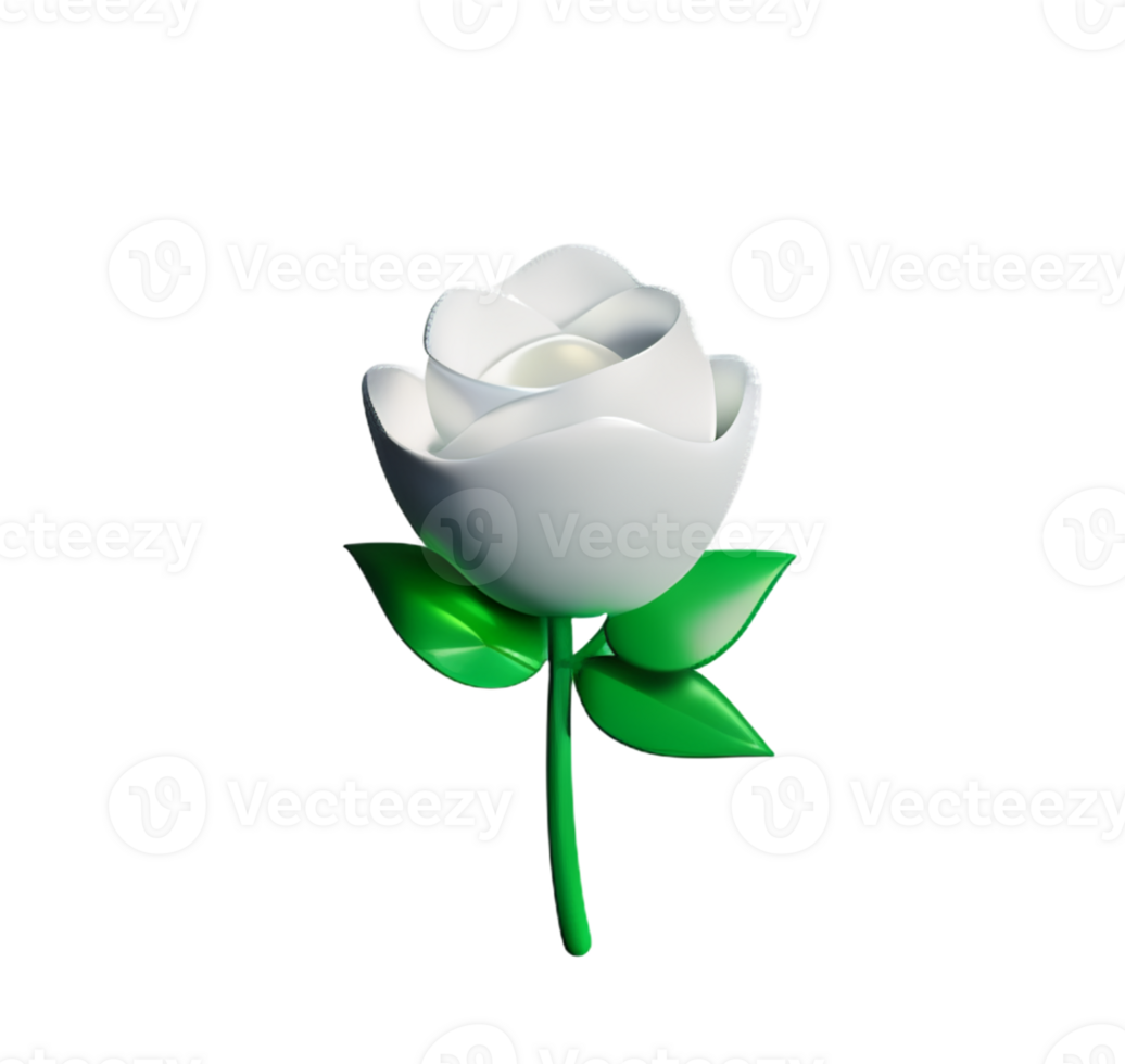 blanc Rose fleur Plastique 3d bouquet pur l'amour romantique innocence souhait élégant icône ai généré png