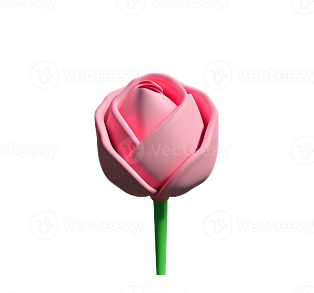 pink rose flower plastic 3d bouquet symbolism love romantic garden petal elegant icon png