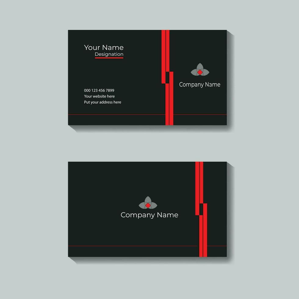 Elegant business card, red and black business card vector