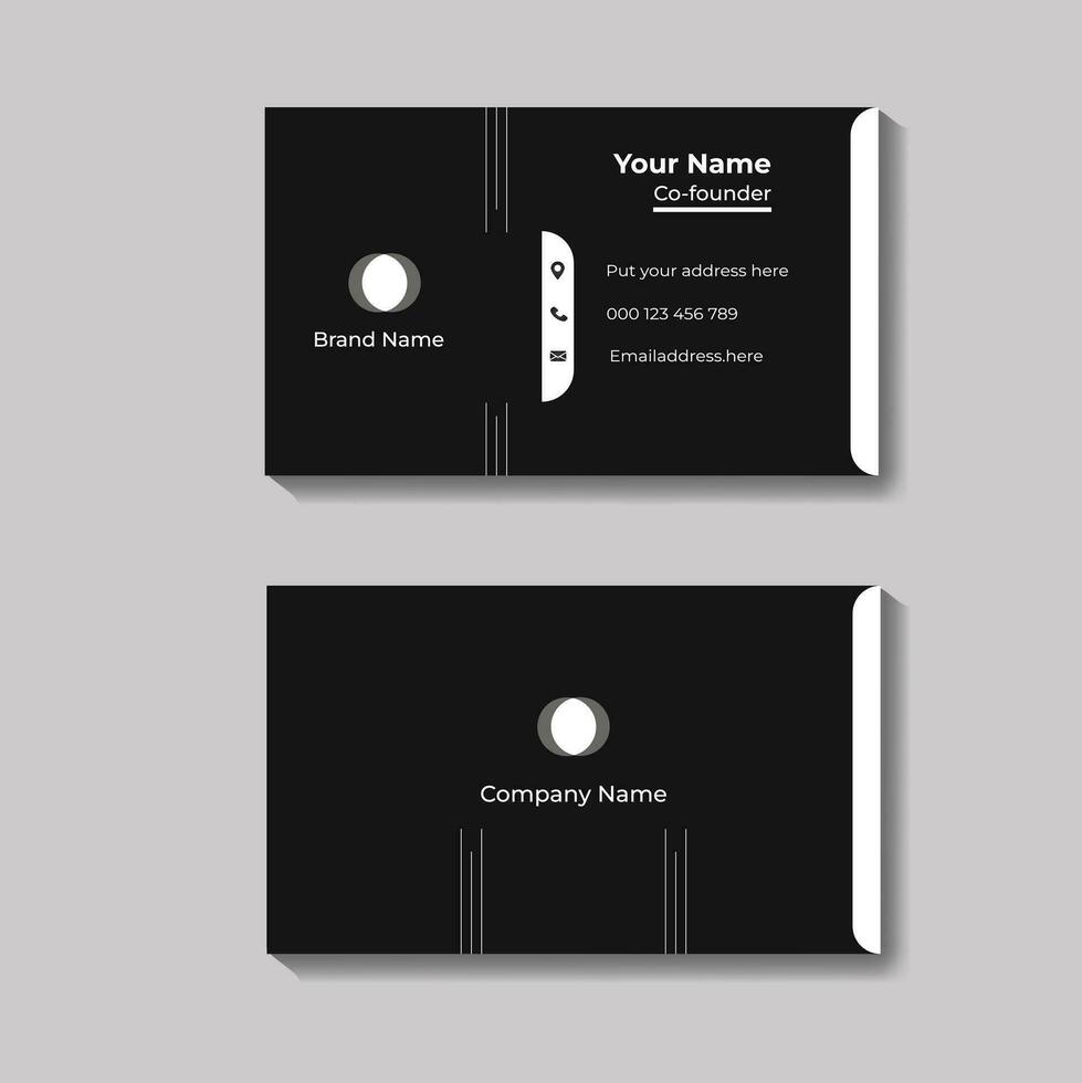 Digital business card, black and white color business card vector