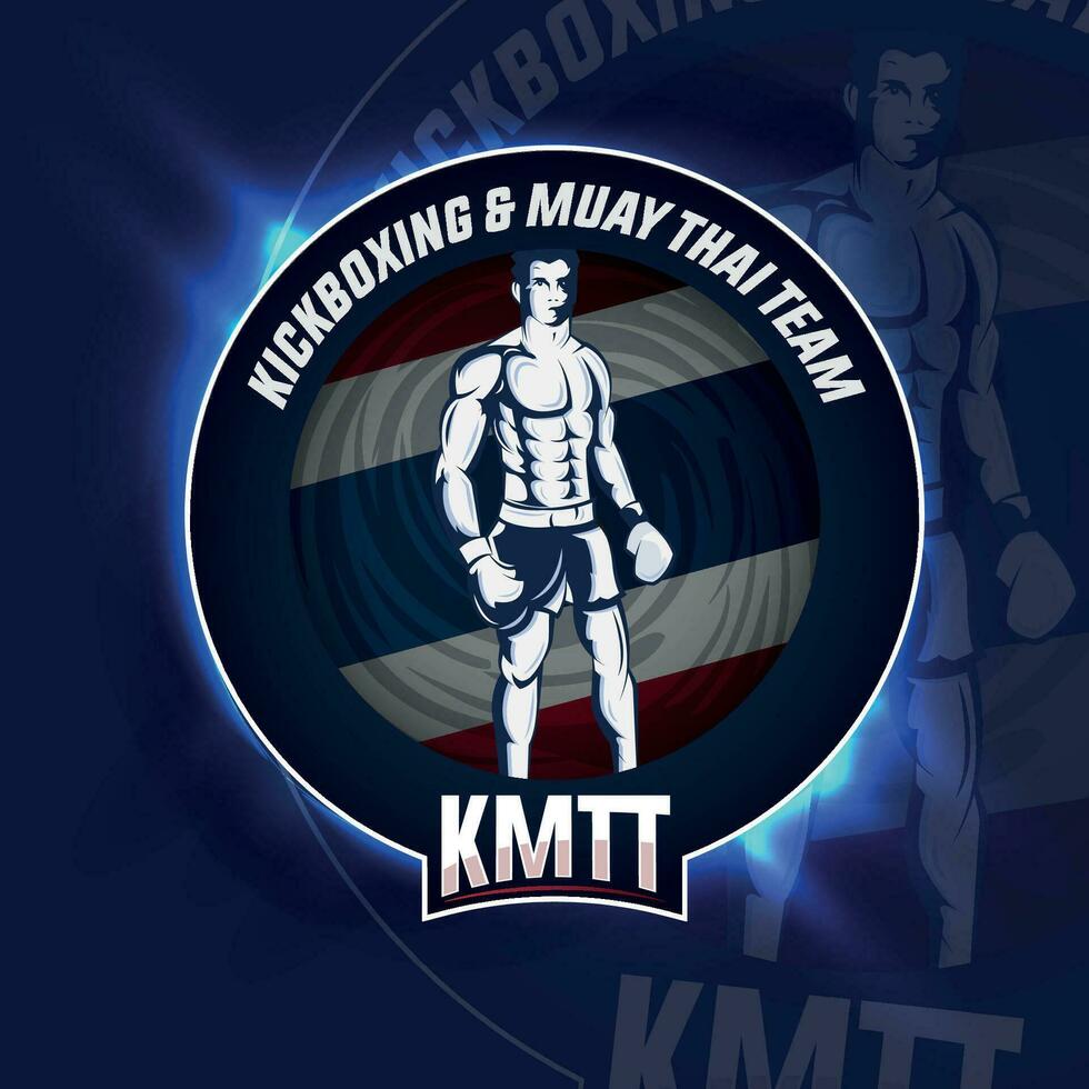 kickboxing muay tailandés equipo logo ilustración vector