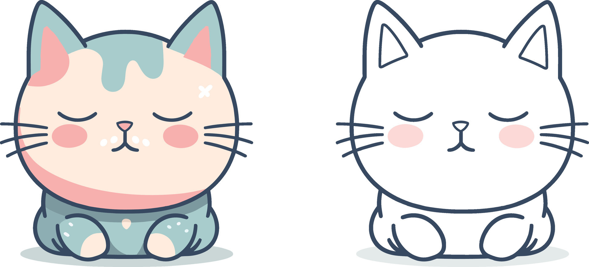 Icon Kawaii, Free Vector Cat Icon, A Lineal Icon Depicting Cartoon