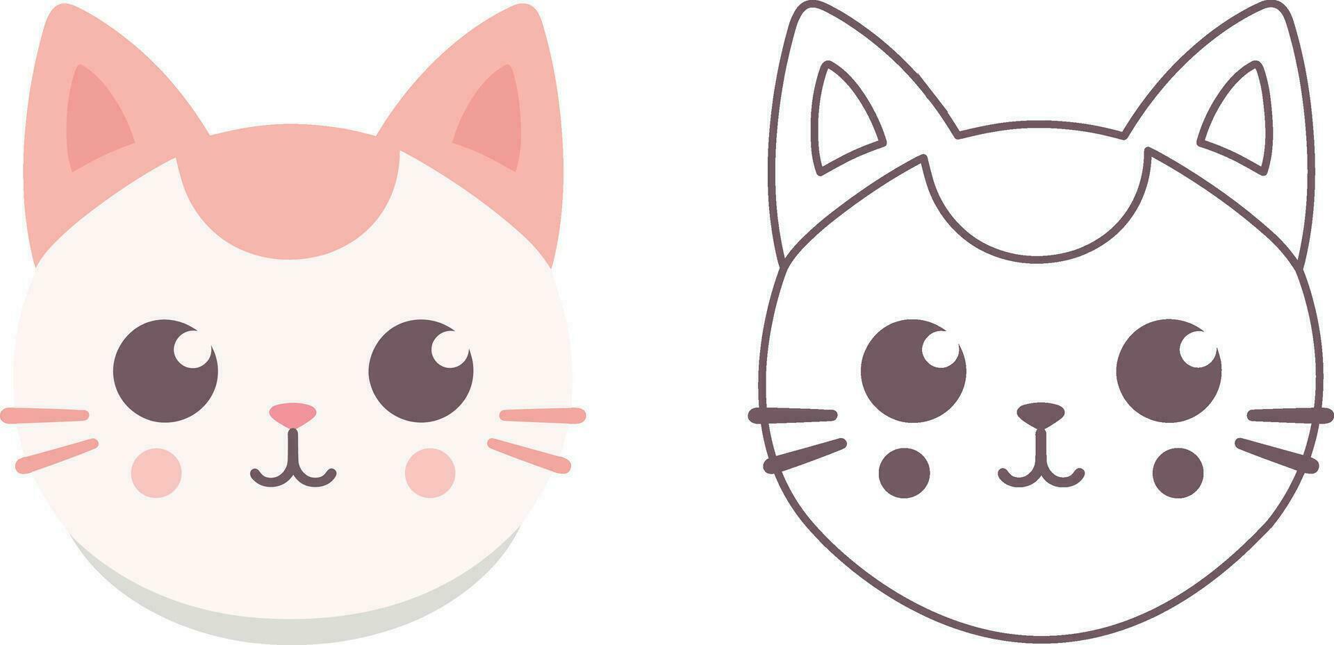 Kawaii cat flat Icon vector. Cute cat-flat illustration. Cute Kawaii cat flat illustration, Art, Icons, and Graphics. vector
