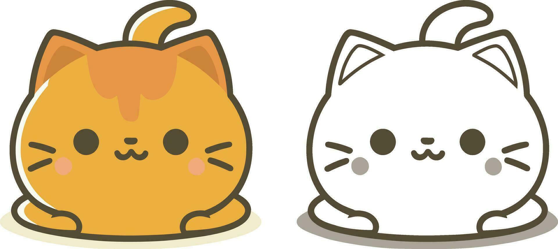 Kawaii cat flat Icon vector. Cute cat-flat illustration. Cute, icon cat cute  