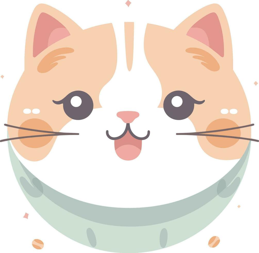 Kawaii cat flat Icon vector. Cute cat-flat illustration. Cute Kawaii cat flat illustration, Art, Icons, and Graphics. vector