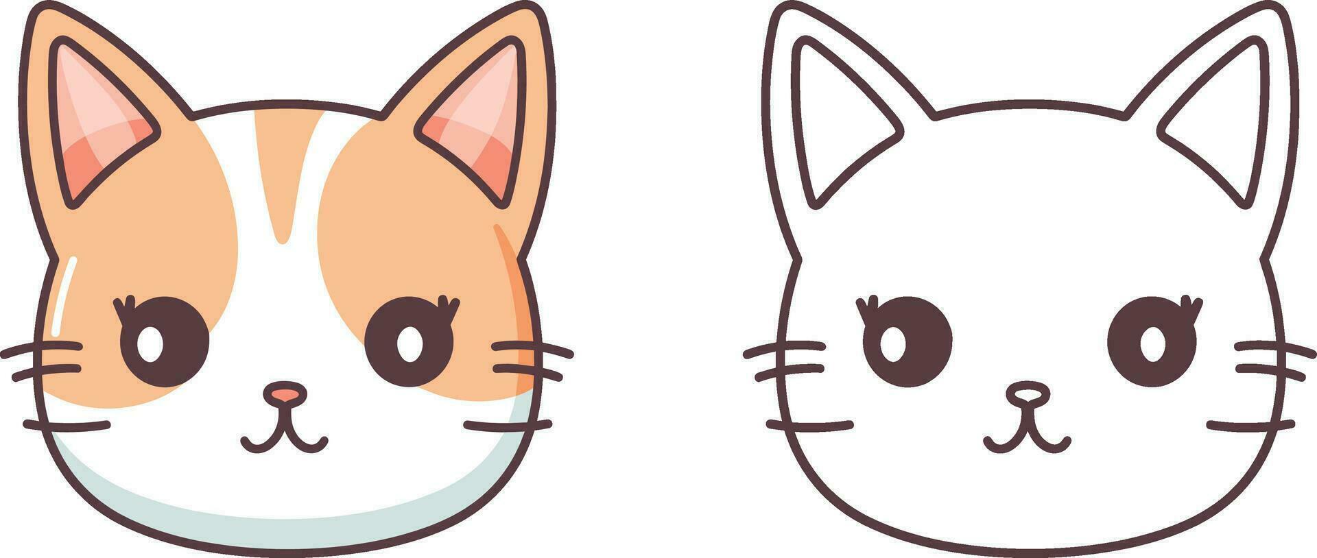 Kawaii cat flat Icon vector. Cute cat-flat illustration. Cute Kawaii cat flat illustration, Art, Icons, and Graphics. vector